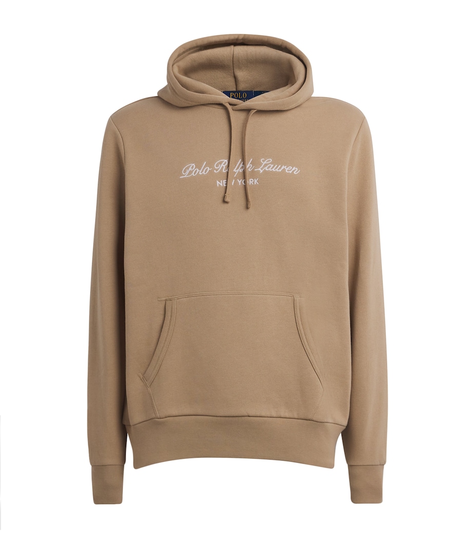 Polo Ralph Lauren Mens Logo Embroidered Hoodie Vintage Khaki Image 1