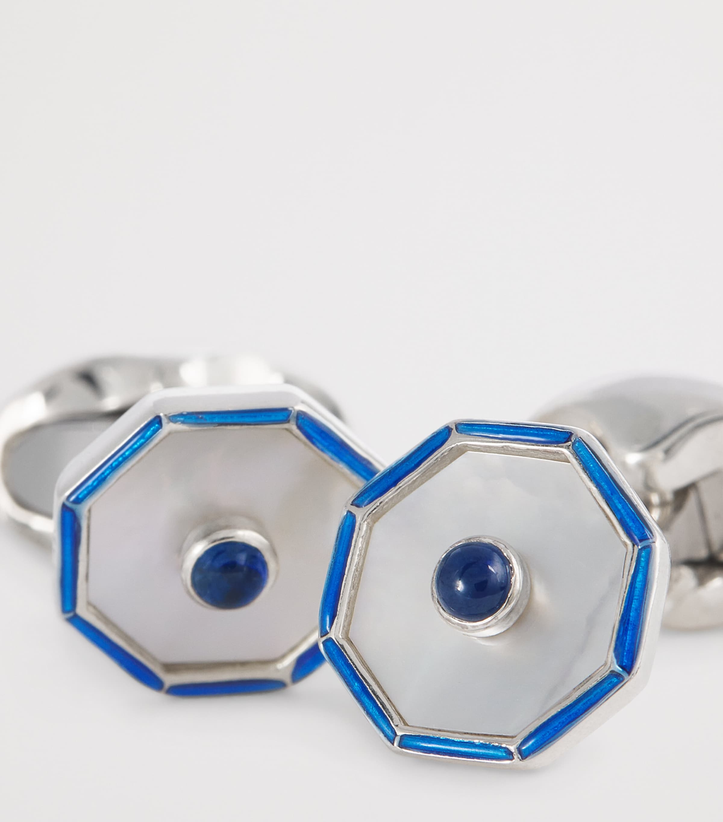 Sterling Silver Hexagonal Sapphire Cufflinks BLUE Image 5