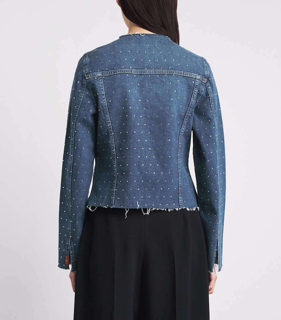 7 For All Mankind Womens Rhinestone Vicky Denim Jacket Radar Image 5