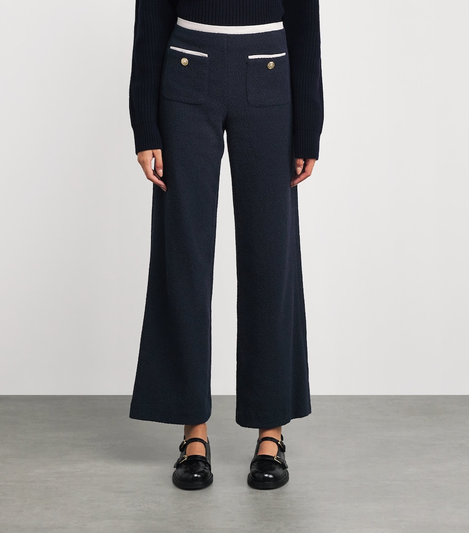 Contrast-Trim Elasticated Trousers NAVY Image 3