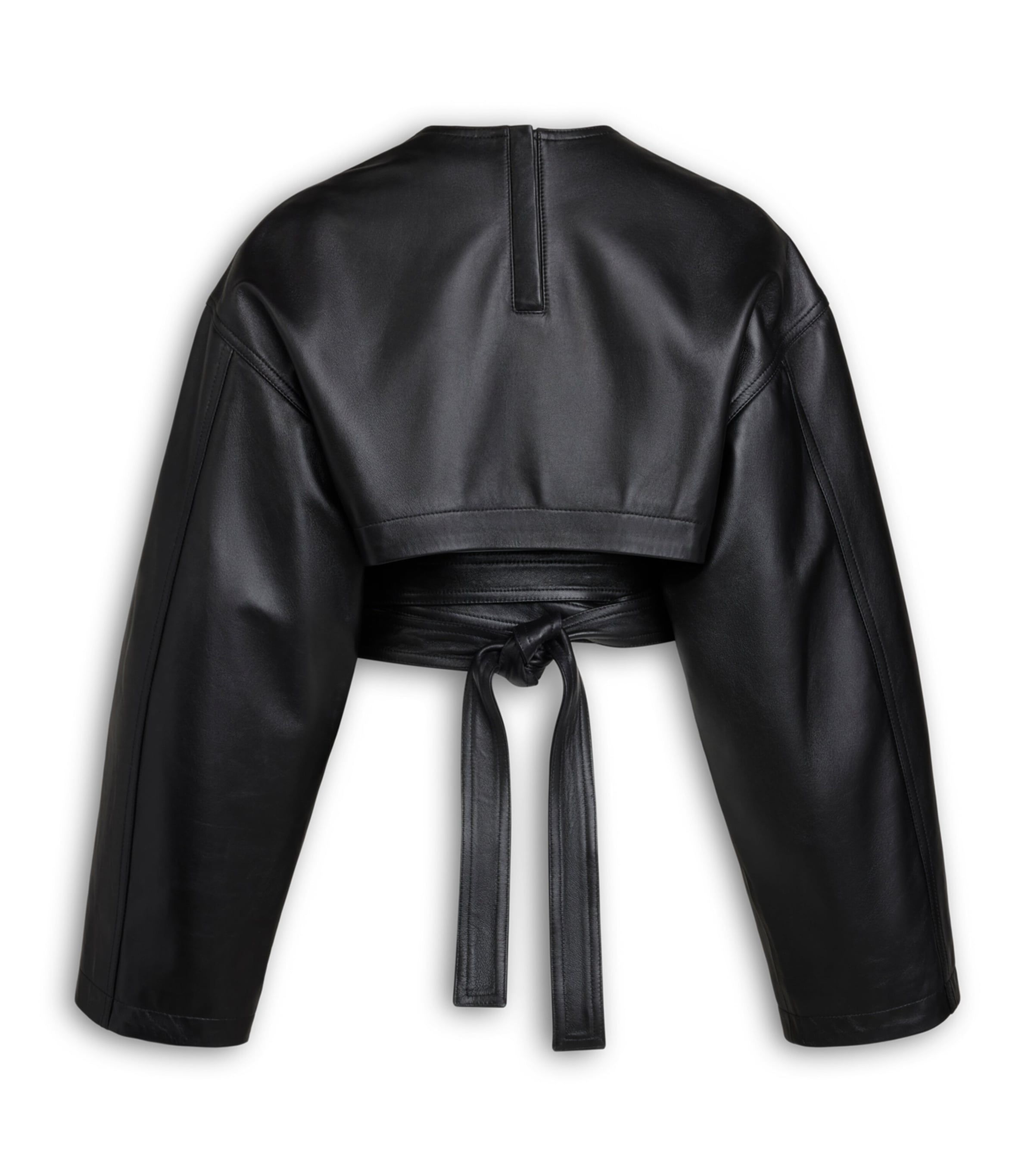 Alaïa Womens Leather Belted Crop Top Noir Alaia Image 2