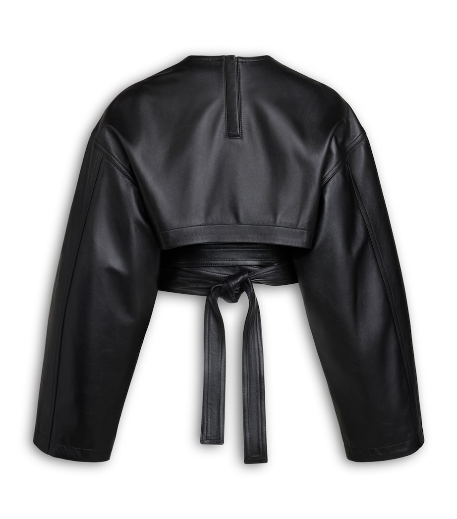Alaïa Womens Leather Belted Crop Top Noir Alaia Image 2