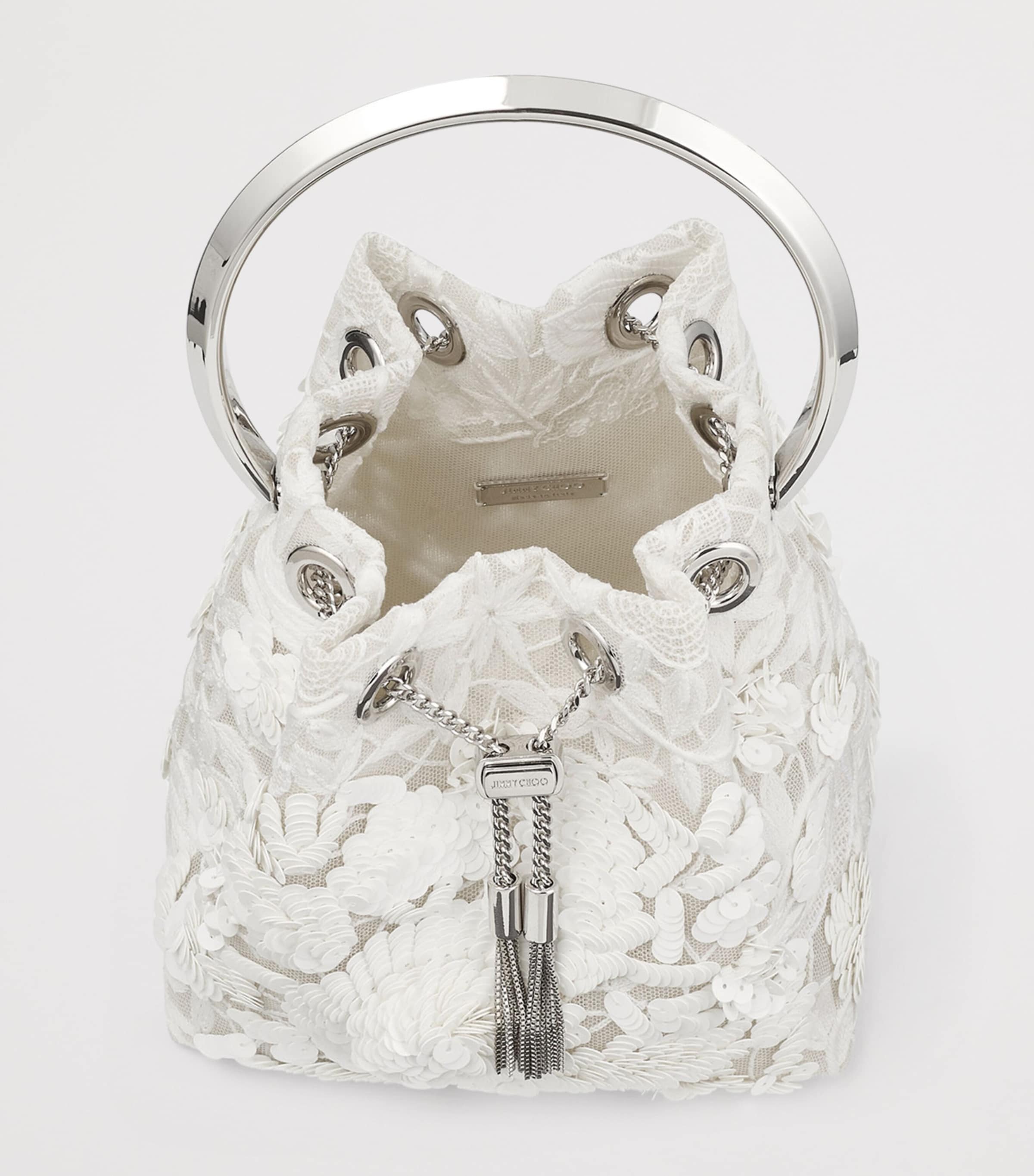 Jimmy Choo Embellished Lace Bon Bon Top-Handle Bag Ivory/silver Image 5