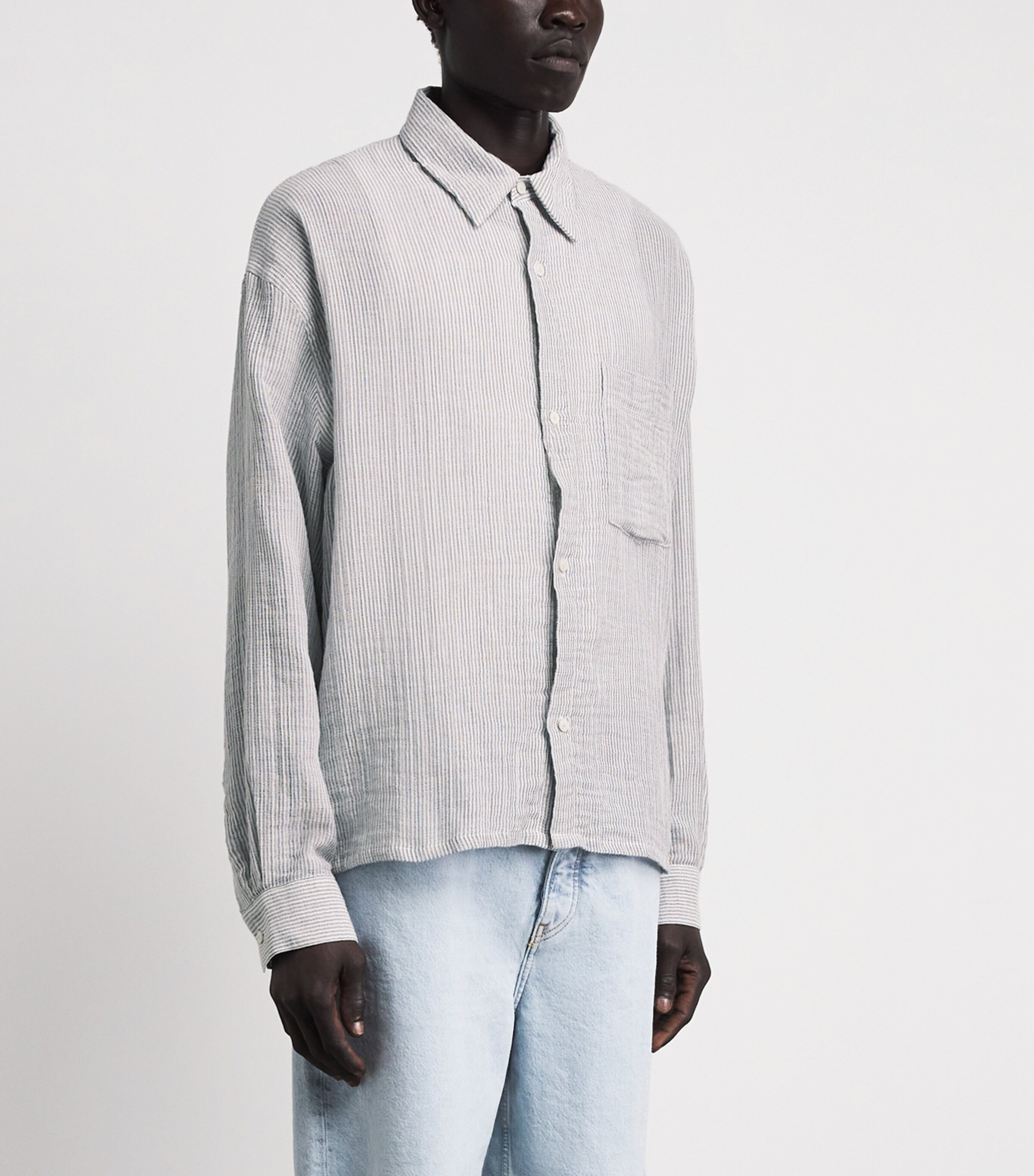 Won Hundred Mens Cotton Maza Shirt White Comb. Image 4
