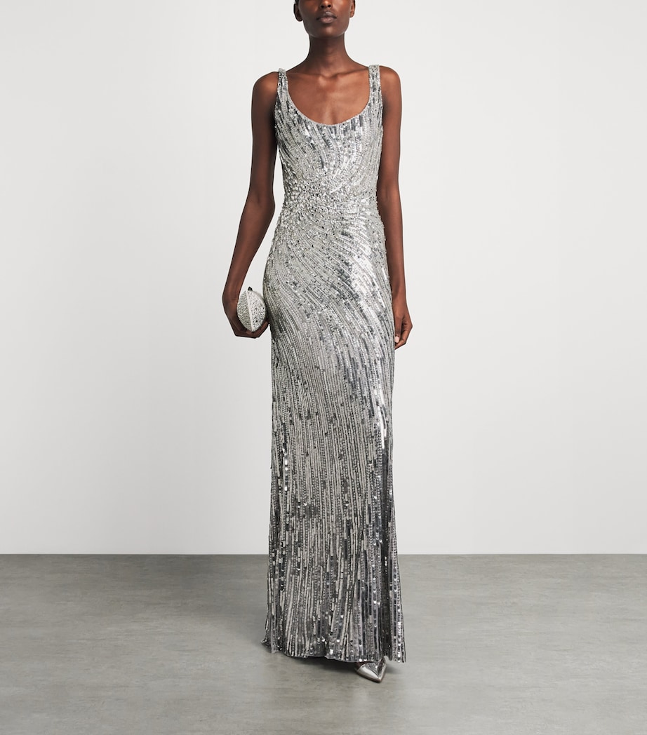 Jenny Packham Womens Embellished Sola Gown Ammonite Image 2