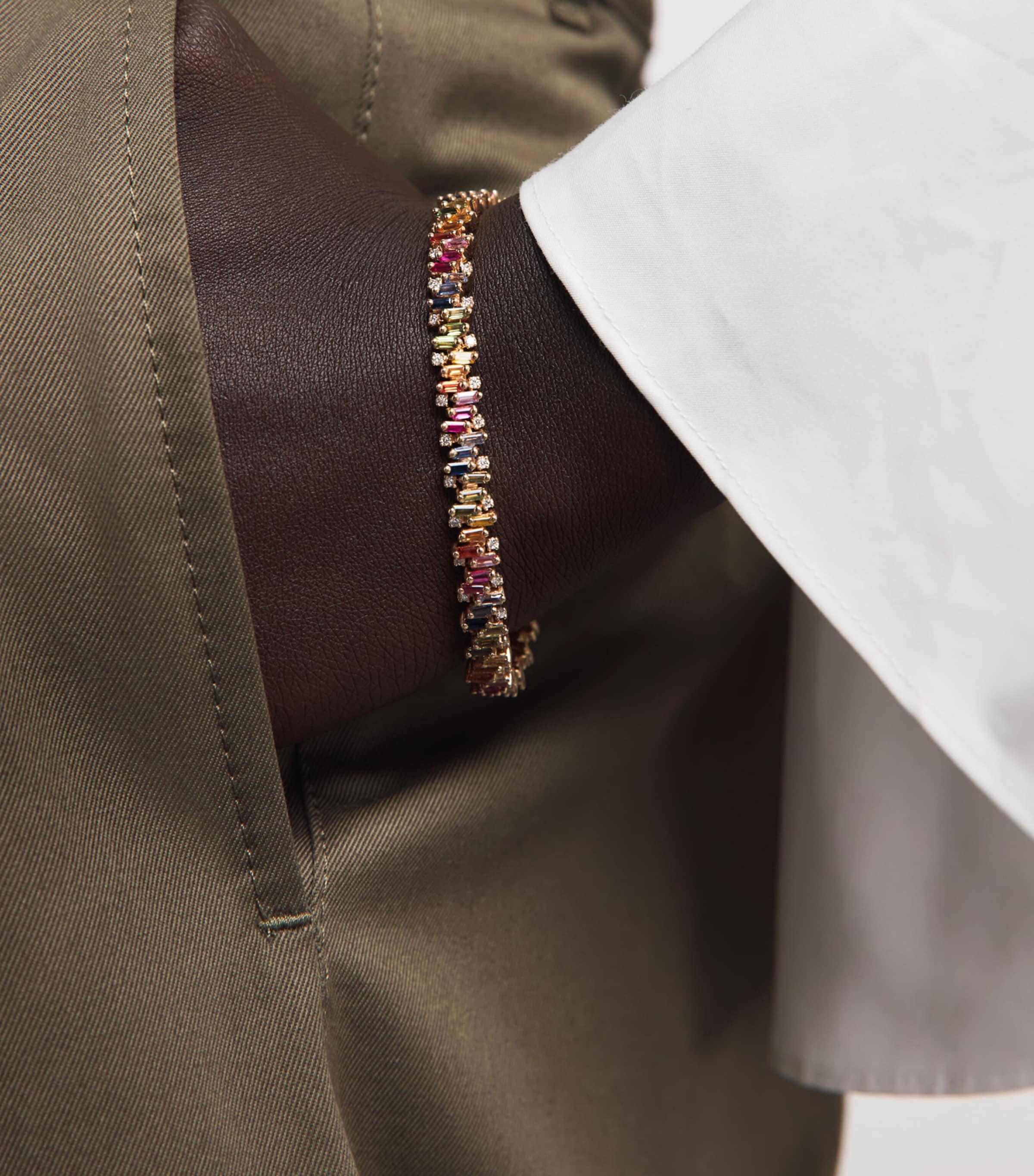 Suzanne Kalan Yellow Gold and Rainbow Sapphire Shimmer Tennis Bracelet Rg/rs Image 2