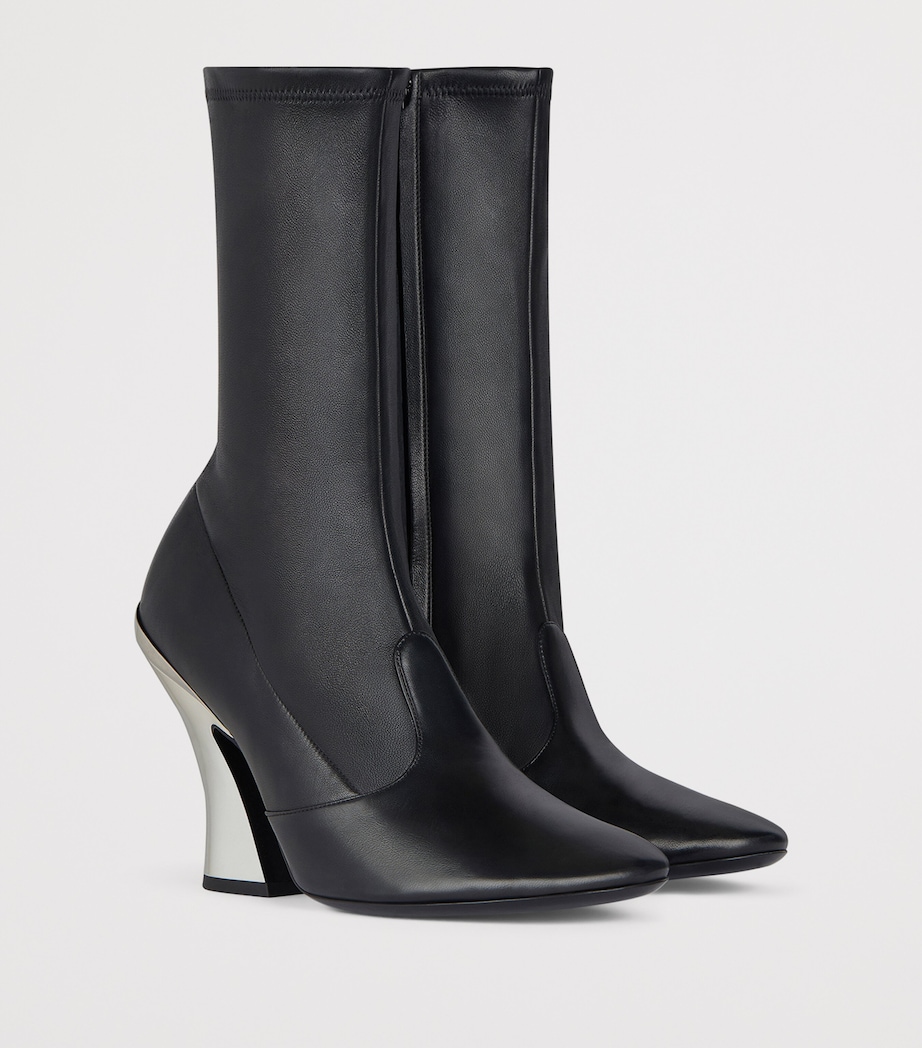 Leather Heeled Boots 95 BLACK/SILVERY Image 2