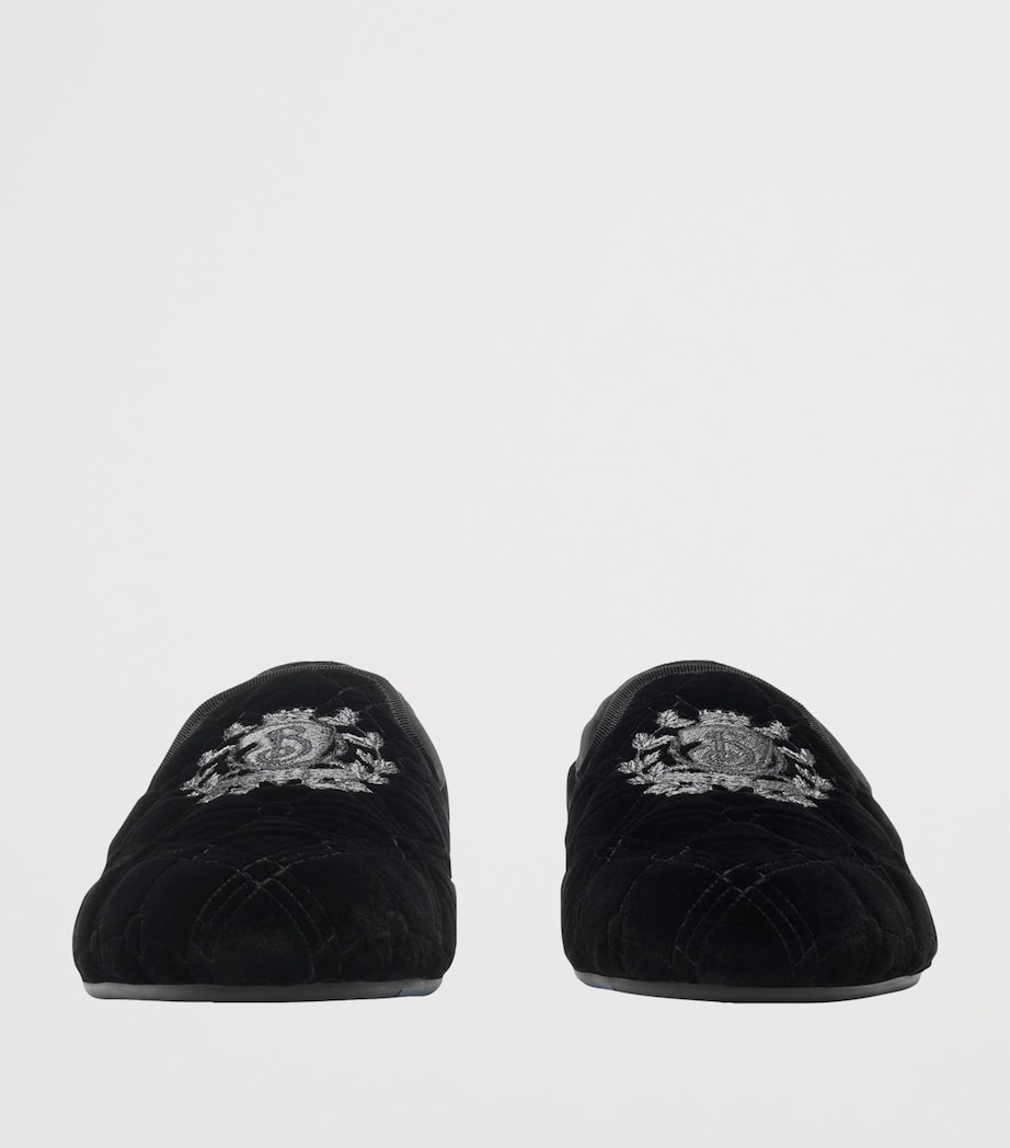 Velvet Quilted Estate Slippers BLACK Image 3