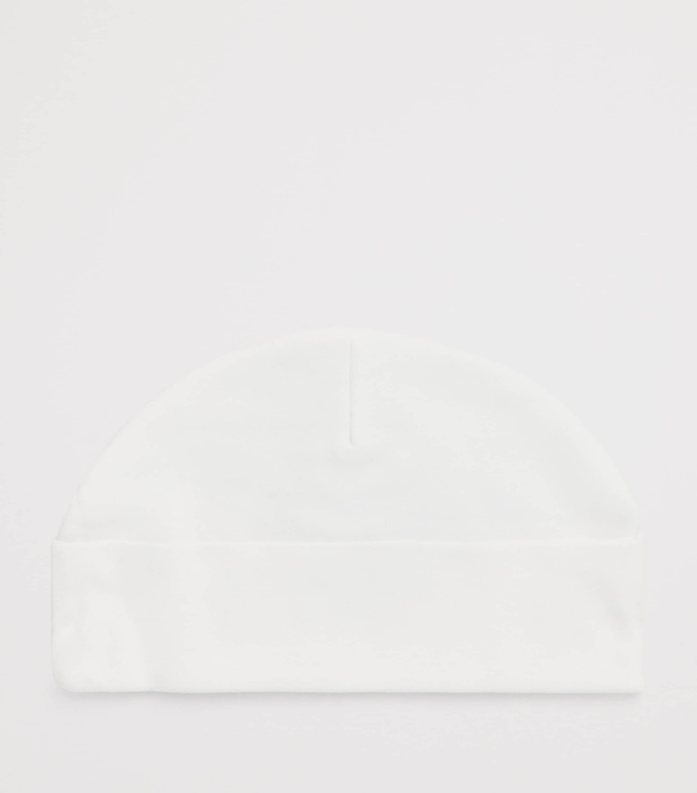 PAINT MY DREAMS Cotton Embroidered ‘U’ Beanie White Image 2