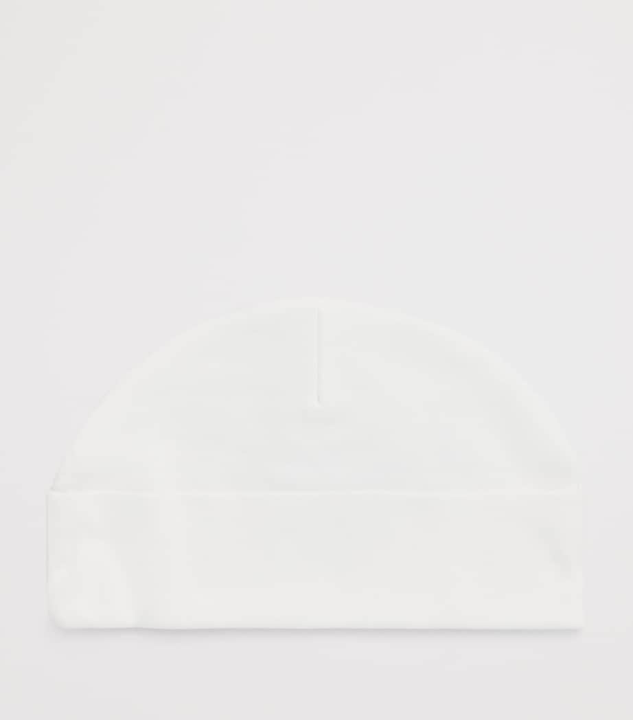 PAINT MY DREAMS Cotton Embroidered ‘U’ Beanie White Image 2