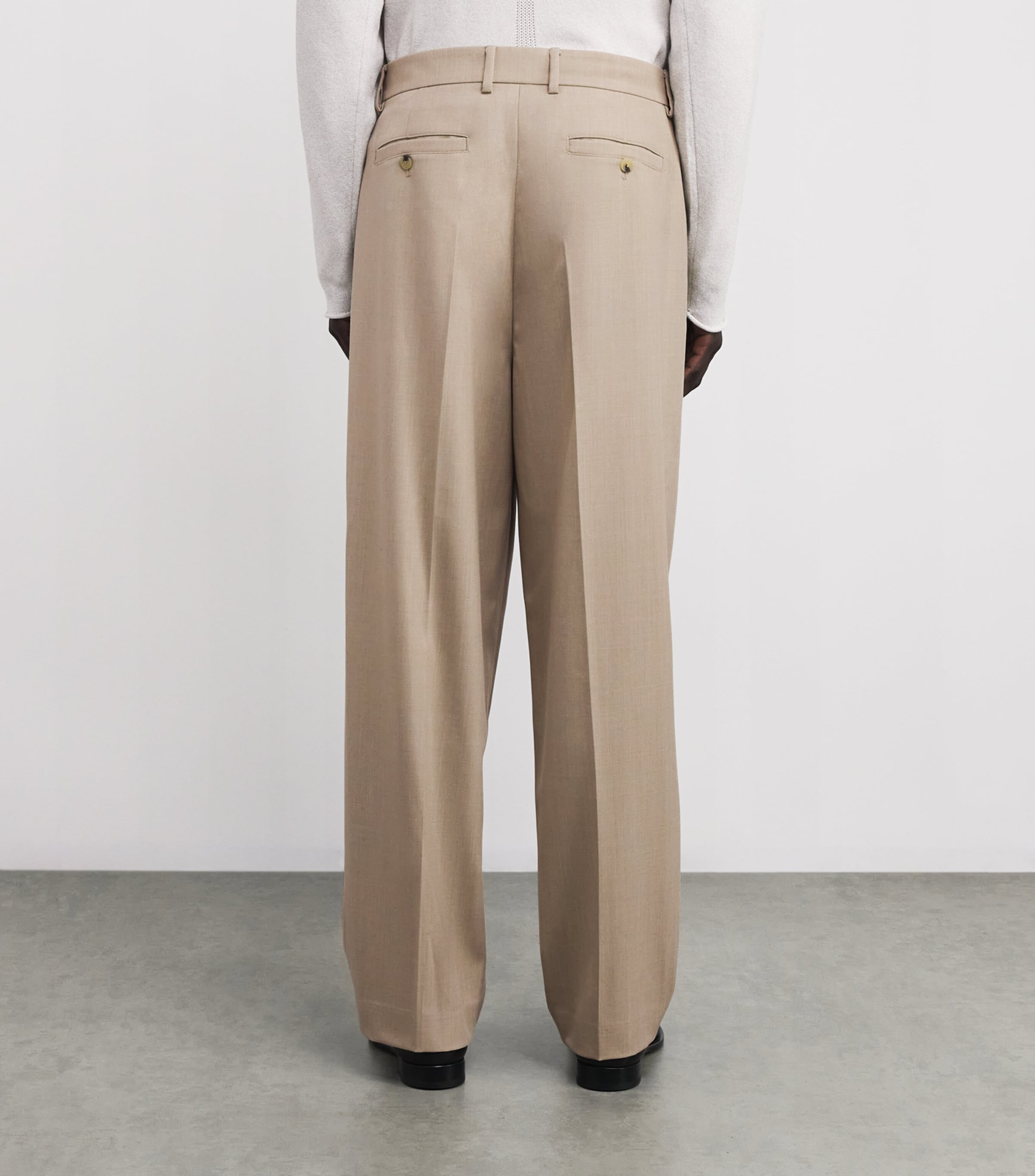 Wool-Blend Pleated Straight Trousers BEIGE Image 4