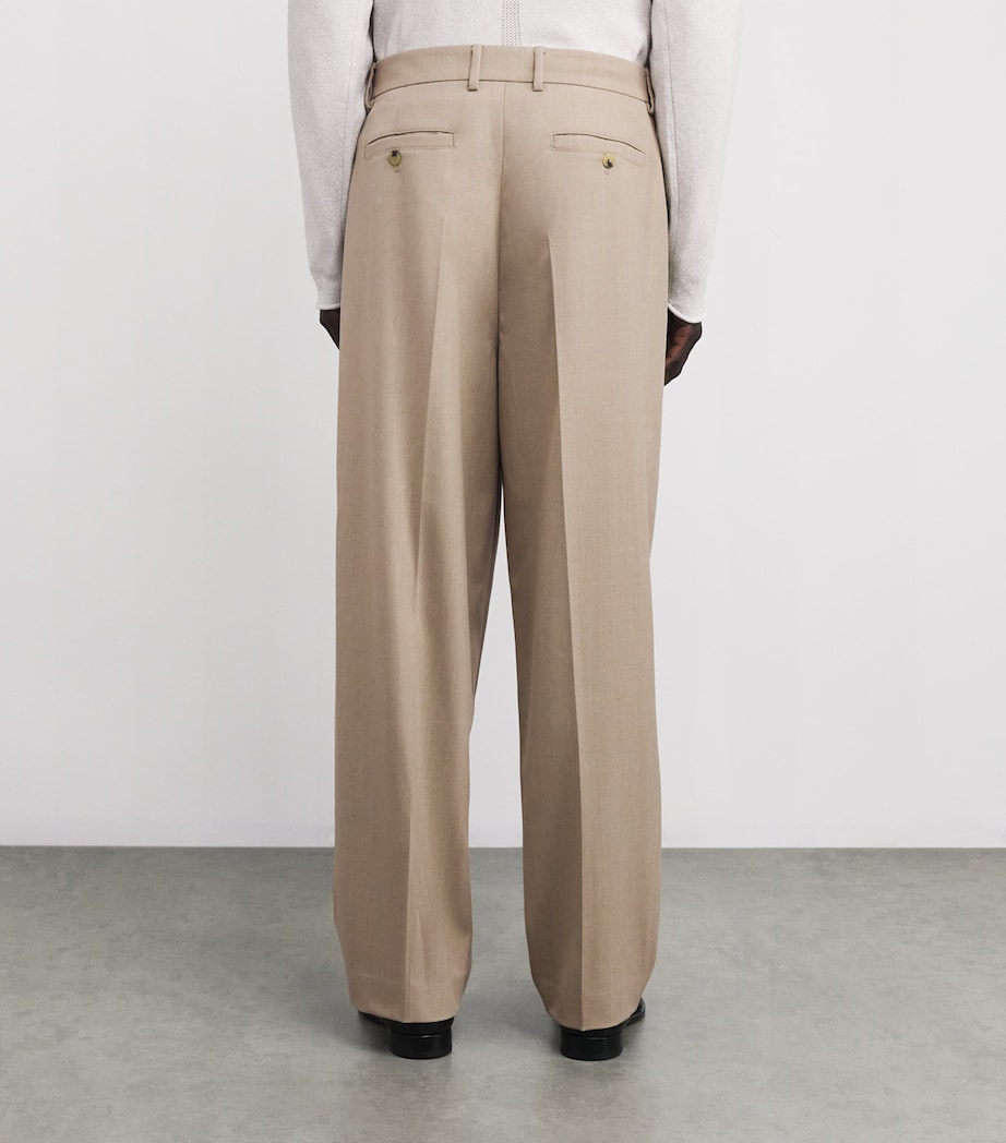 Wool-Blend Pleated Straight Trousers BEIGE Image 4