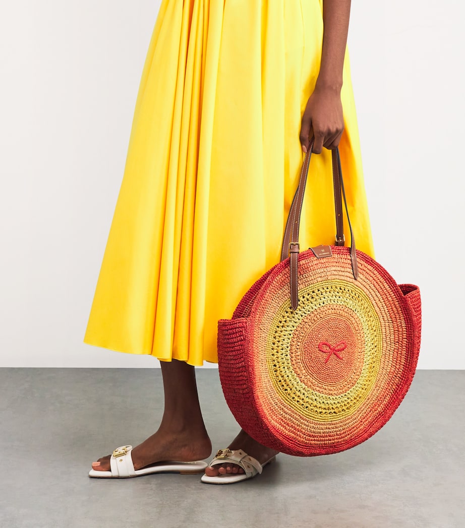 Anya Hindmarch Large Raffia Round Tote Bag Orange/multi Raffia Image 2