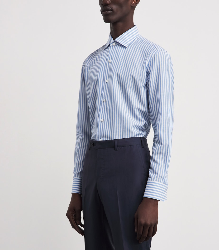 Brioni Mens Cotton-Linen Stripe Shirt Image 4
