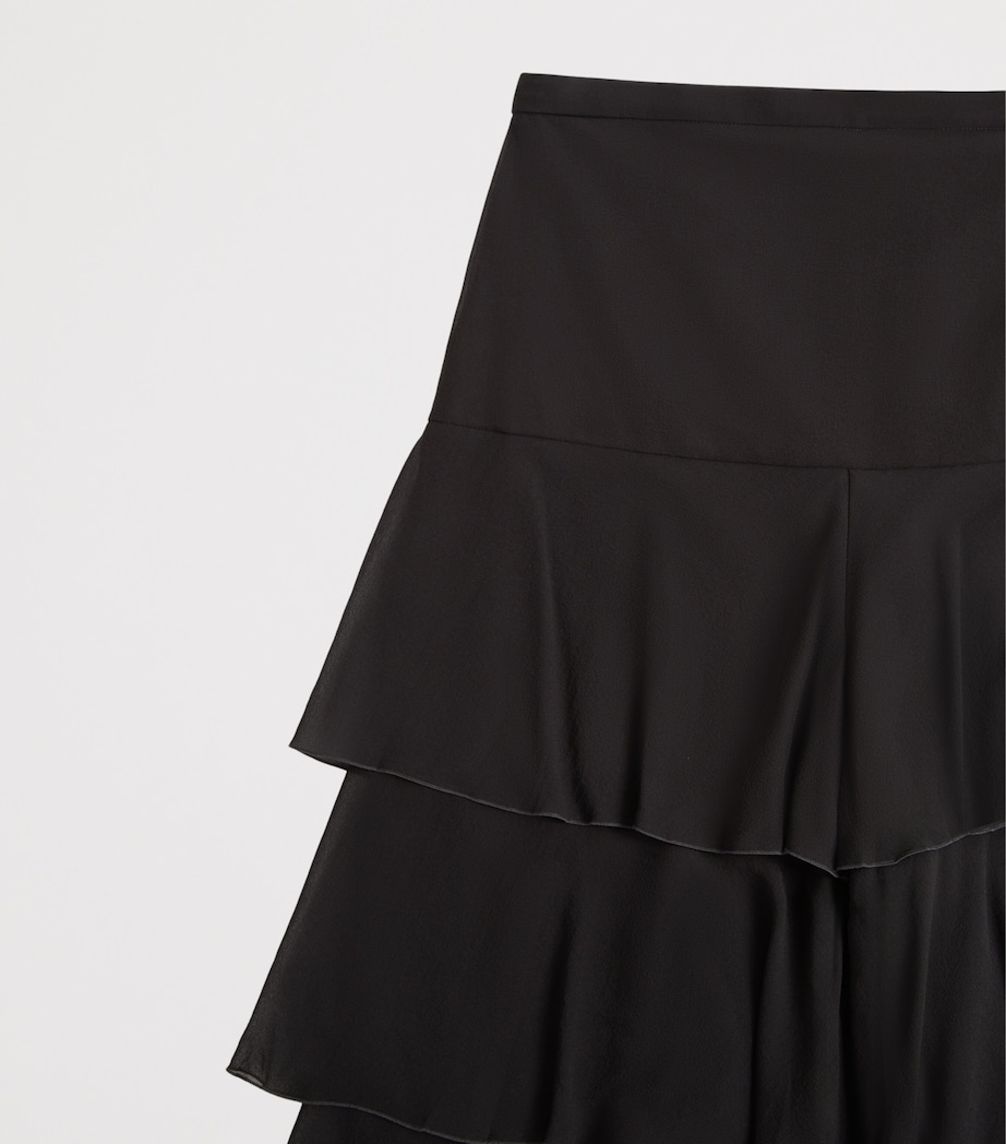 Valentino Womens Silk Georgette Ruffled Trousers Image 6