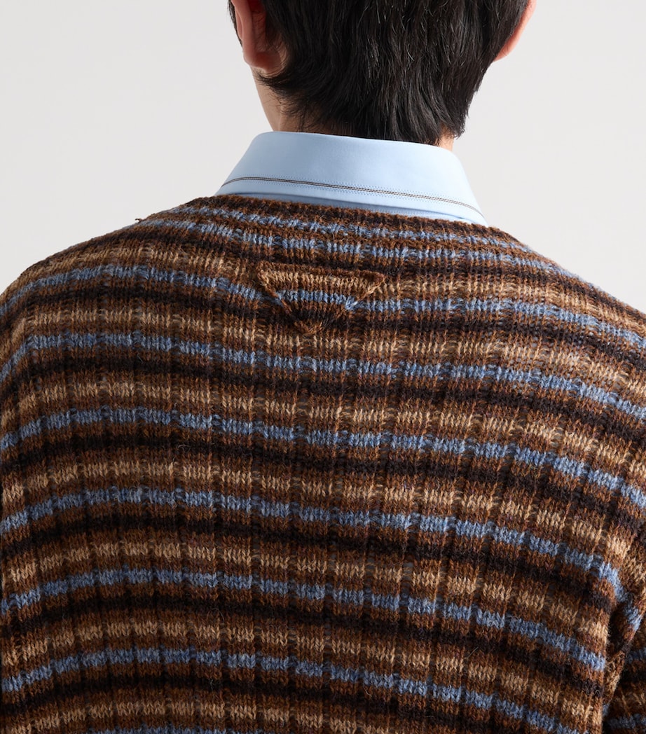Prada Mens Shetland Wool Stripe Sweater Orange Image 6