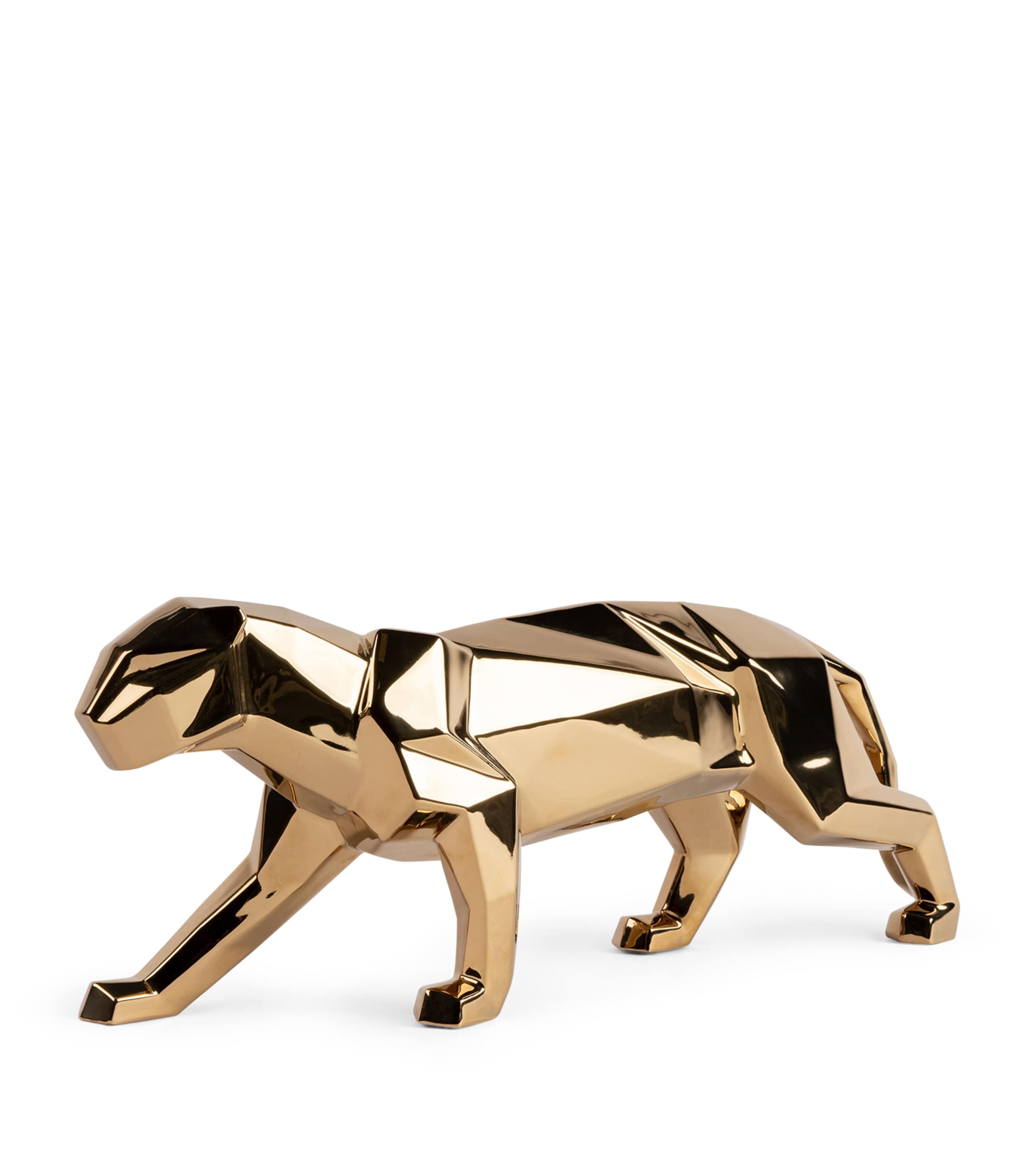 Lladró Porcelain Golden Panther Figurine Gold Image 2