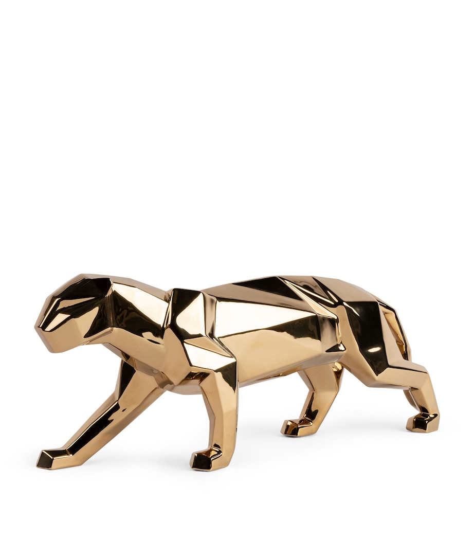 Lladró Porcelain Golden Panther Figurine Gold Image 2