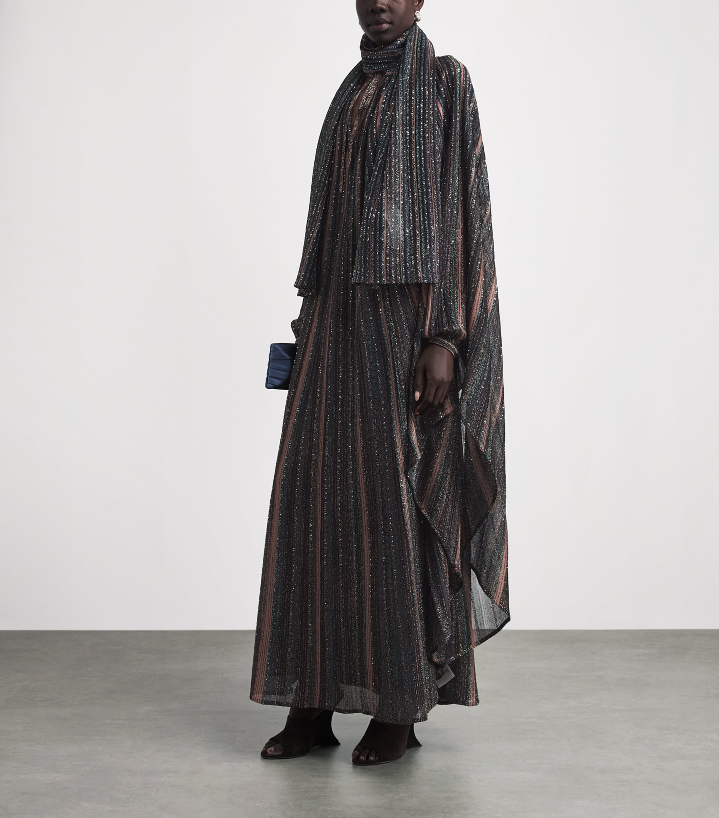 Missoni Sequin-Embellished Stripe Stole Drk Brown Tone Image 3