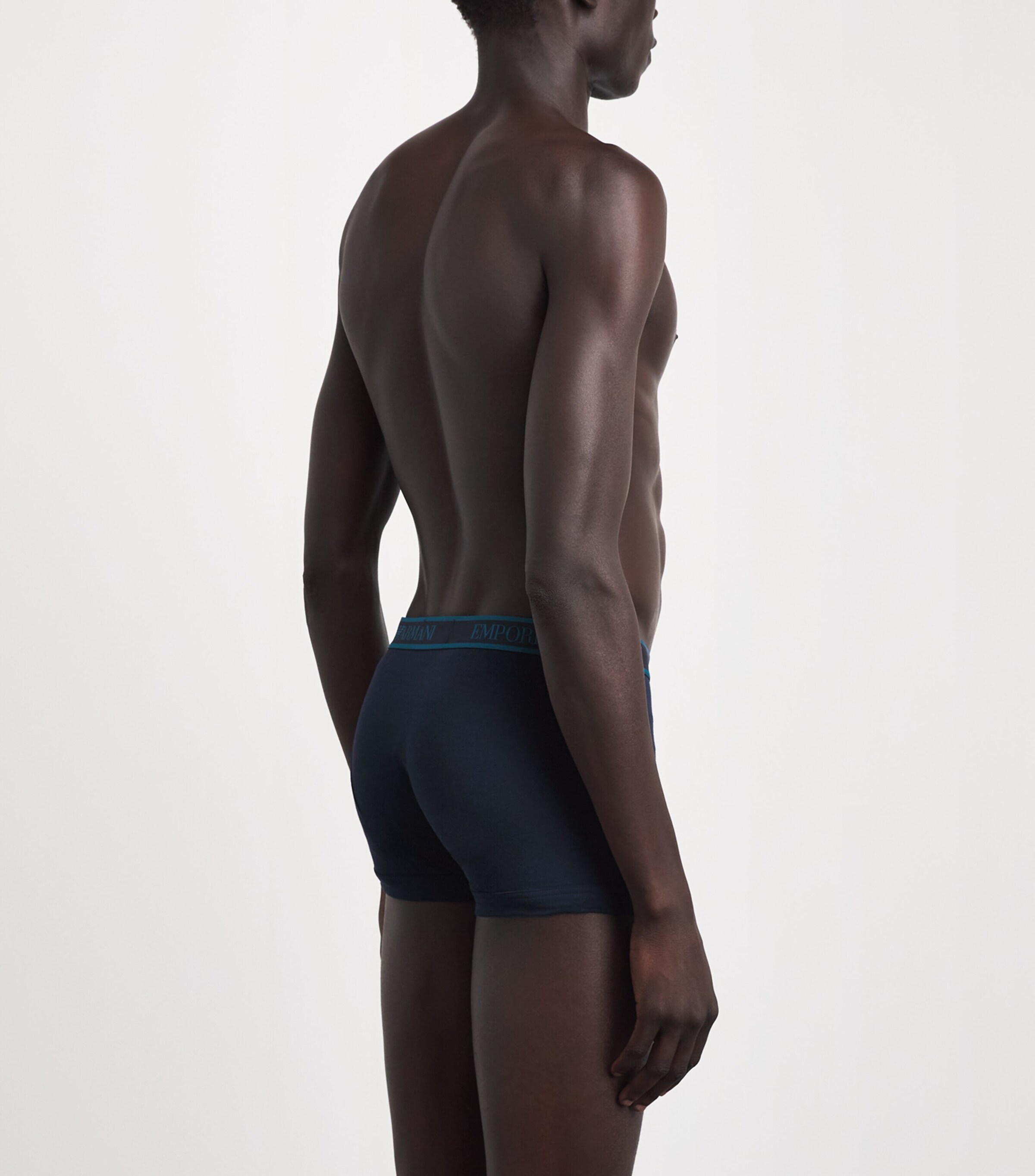Emporio Armani Mens Stretch-Cotton Logo Trunks (Pack of 3) Blu/blu/b Image 3