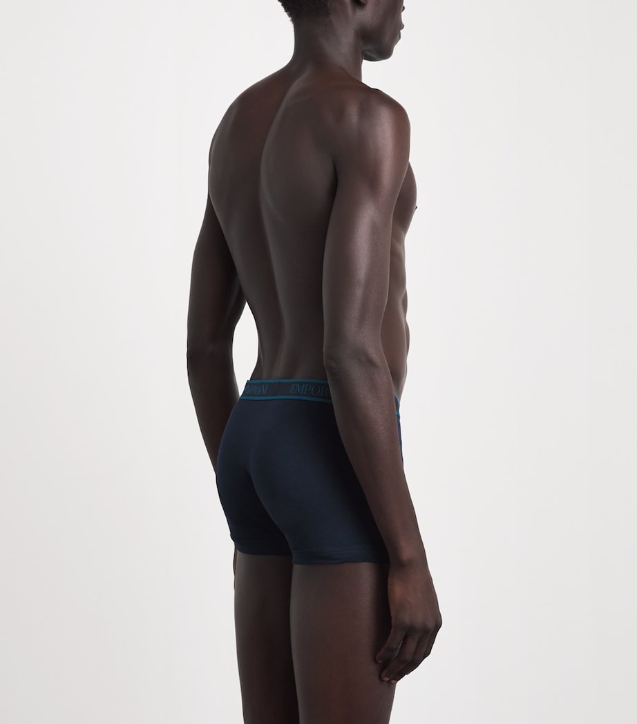 Emporio Armani Mens Stretch-Cotton Logo Trunks (Pack of 3) Blu/blu/b Image 3