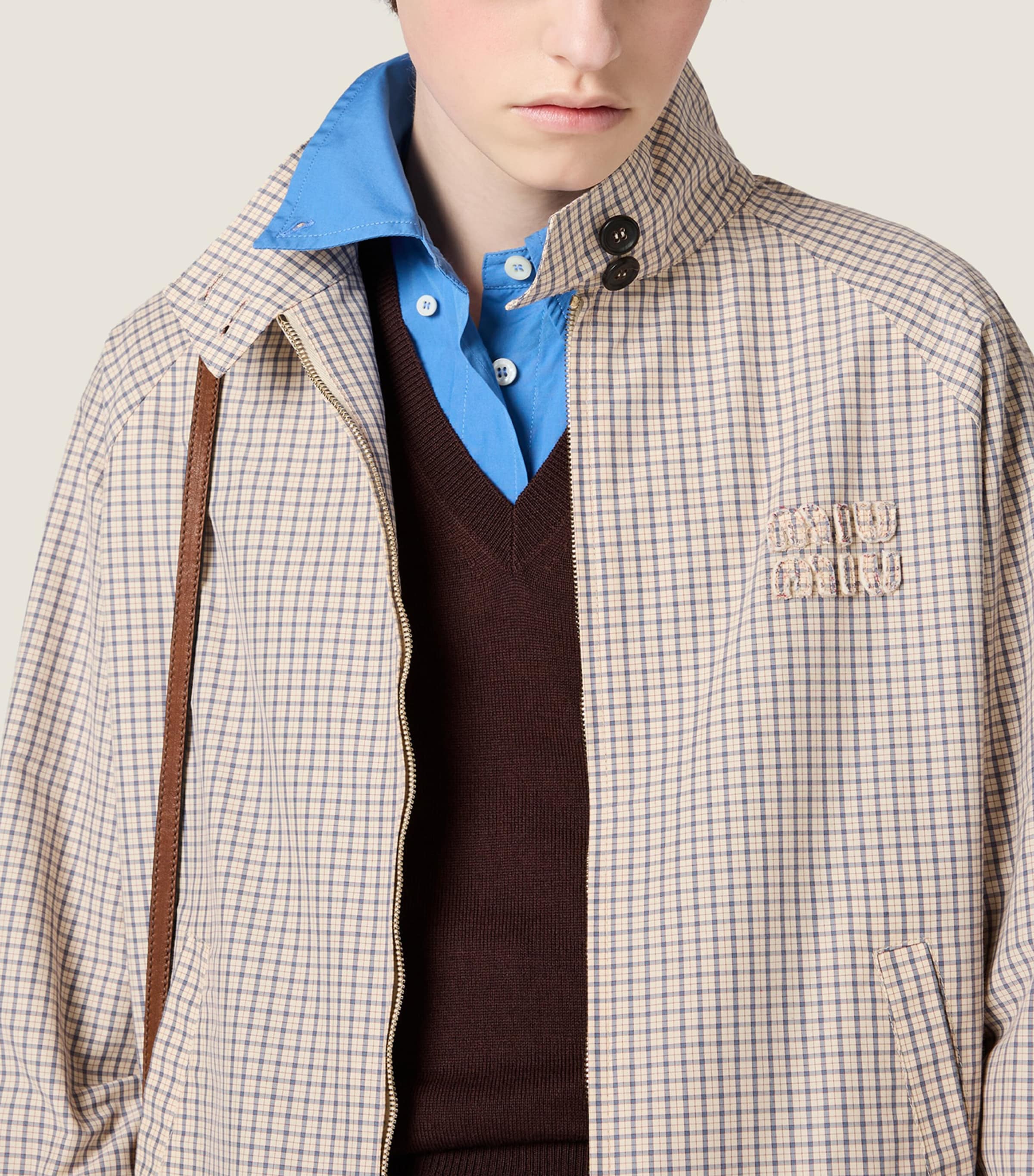Miu Miu Womens Check Blouson Jacket Image 5