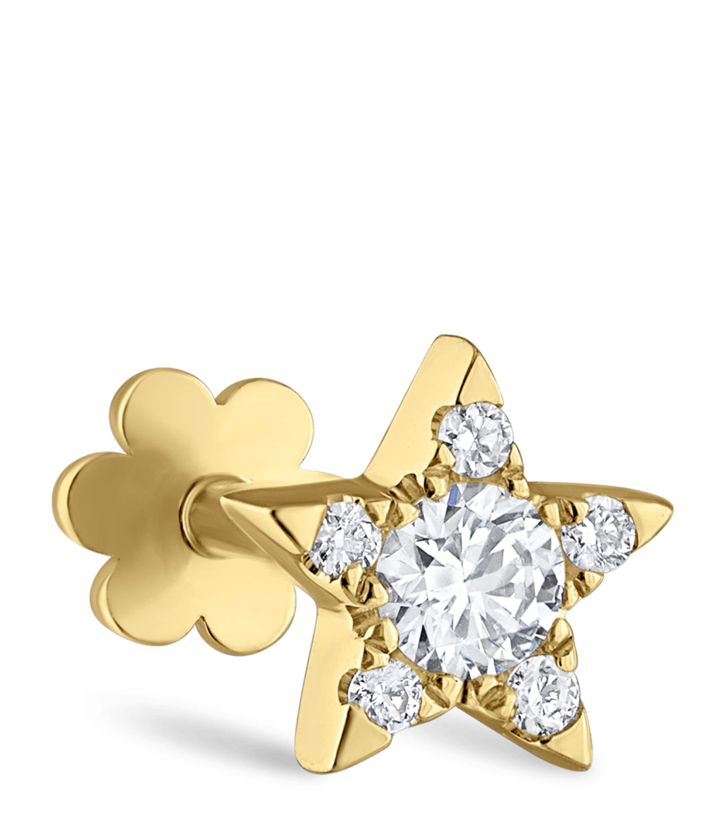 Shop Maria Tash Yellow Gold Diamond Star Threaded Stud Earring