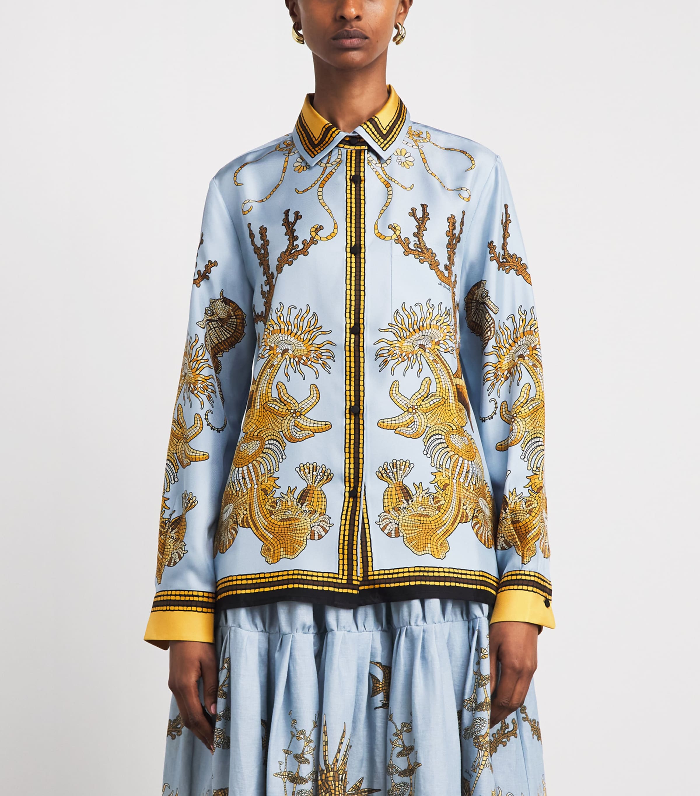 La Doublej Womens Silk Printed Shirt Oceania Image 4