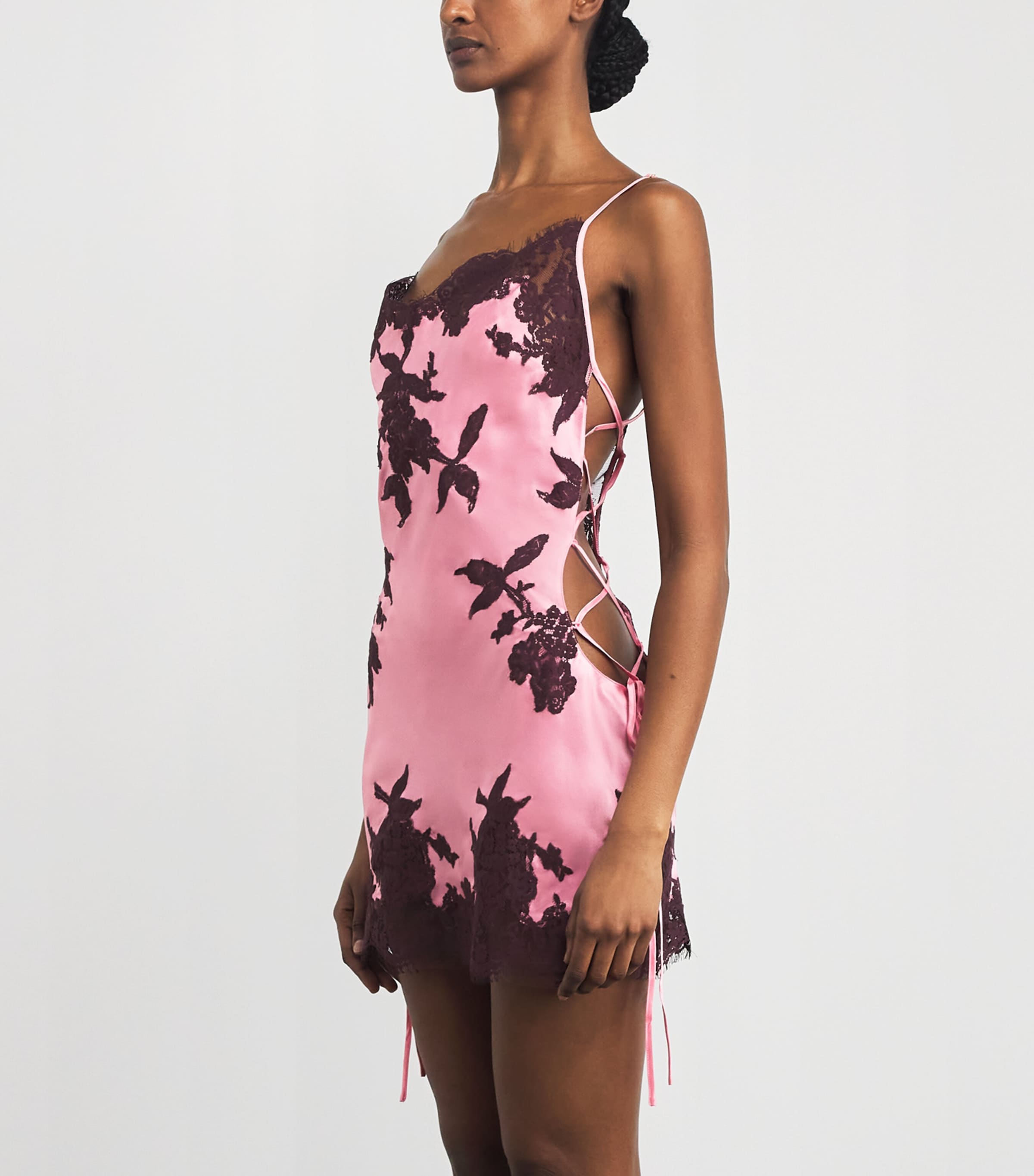 Marjolaine Womens Silk-Lace Mini Slip Dress Blush/brun Image 4