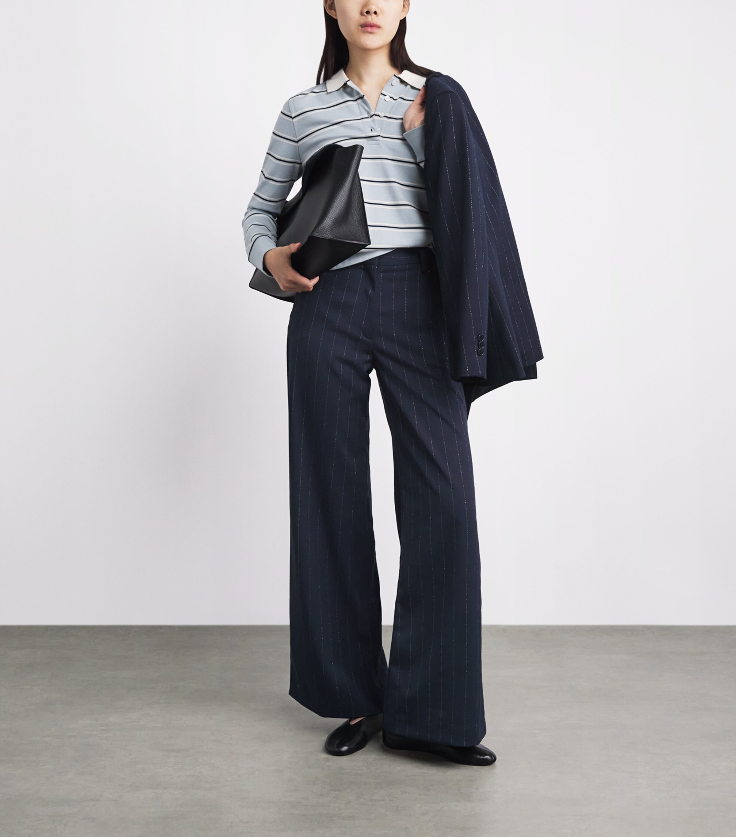 Maje Womens Stripe Suit Trousers Navy Image 2
