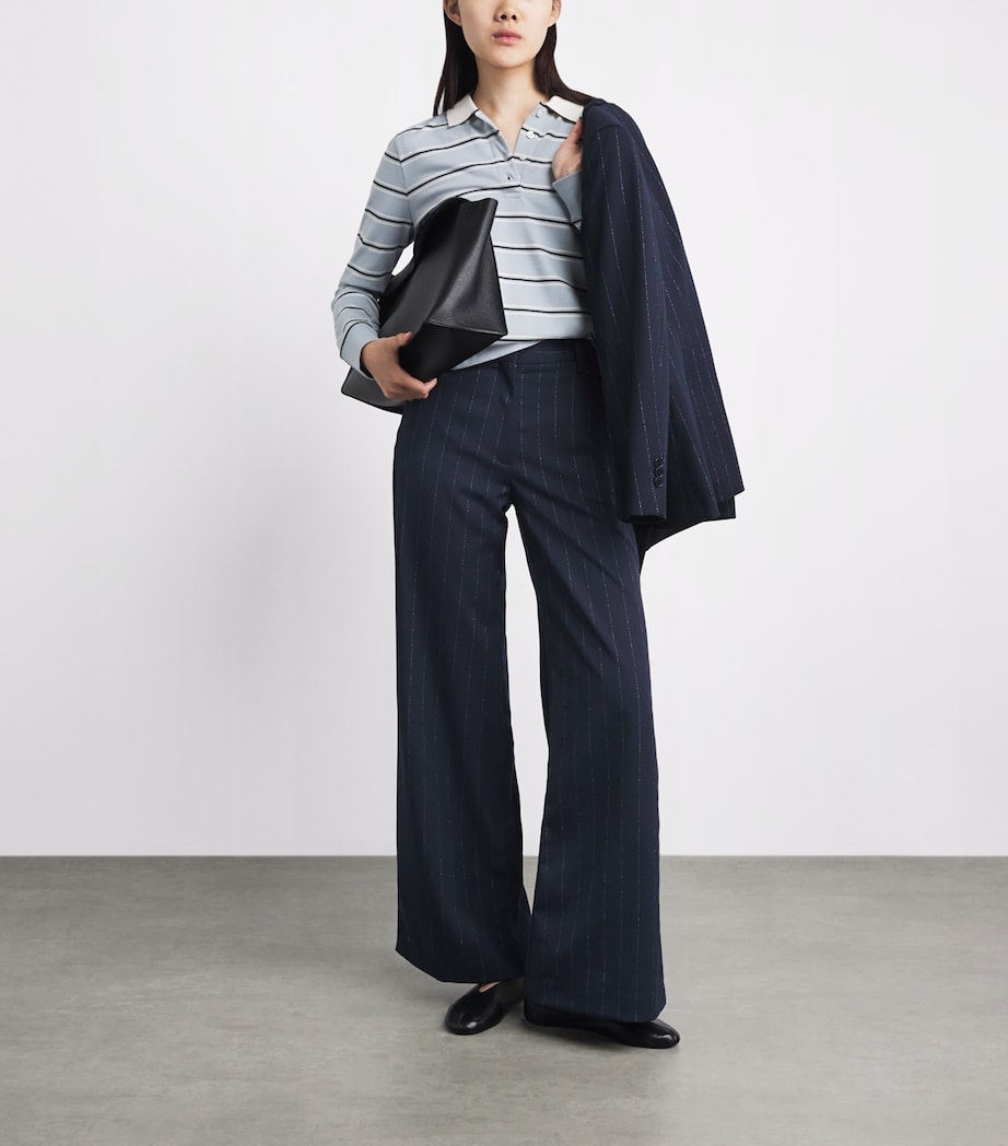 Maje Womens Stripe Suit Trousers Navy Image 2