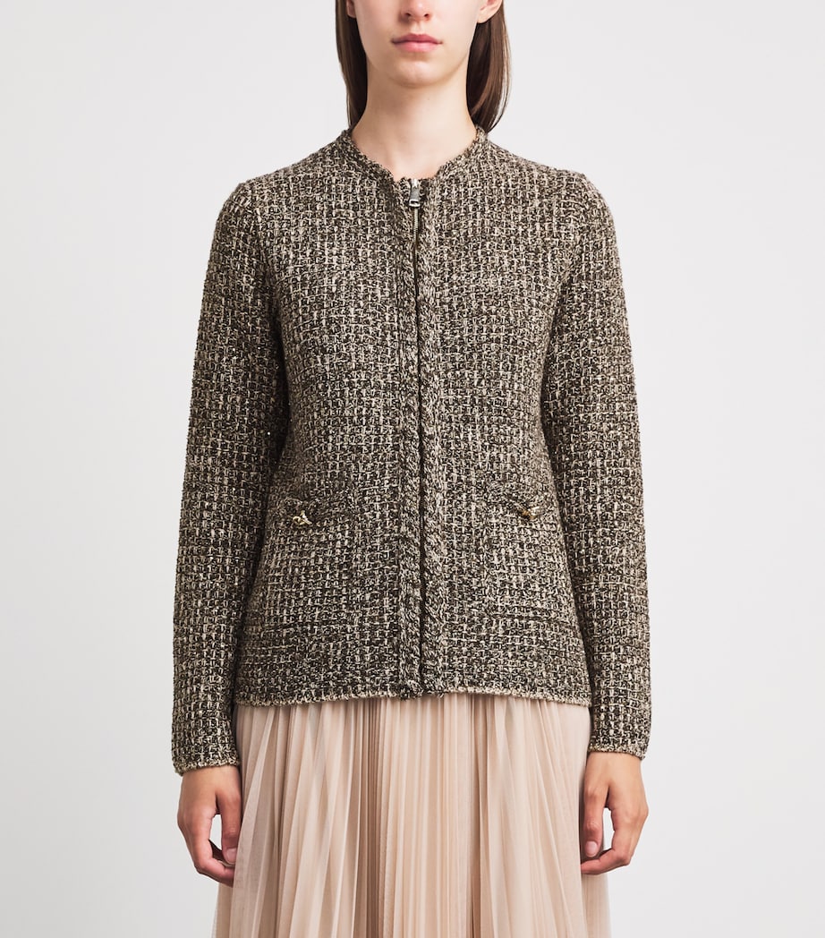 Fabiana Filippi Womens Embellished Zip-Up Cardigan Ebano Image 4