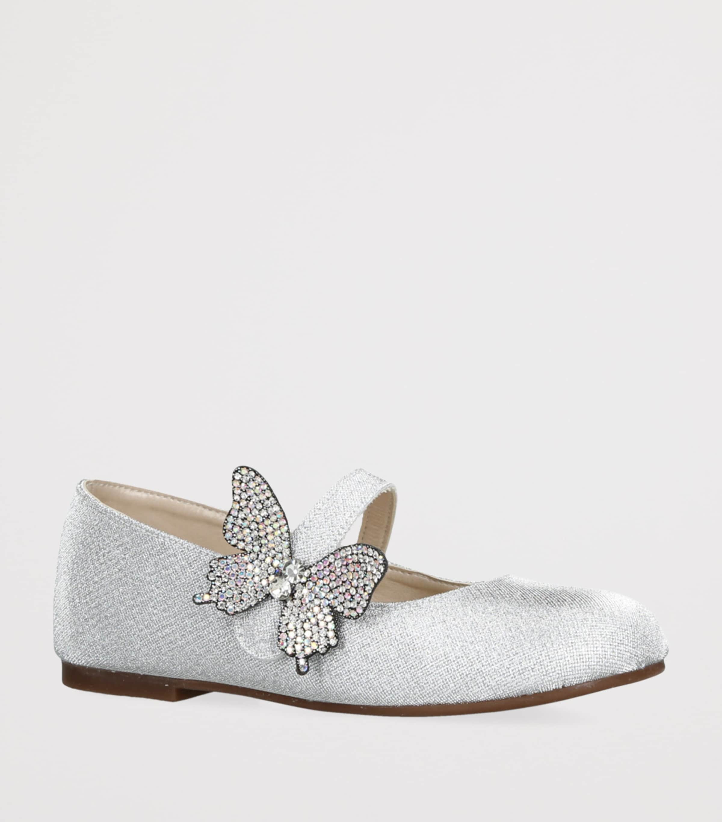BabyWalker Crystal Butterfly Ballet Flats Silver Image 3