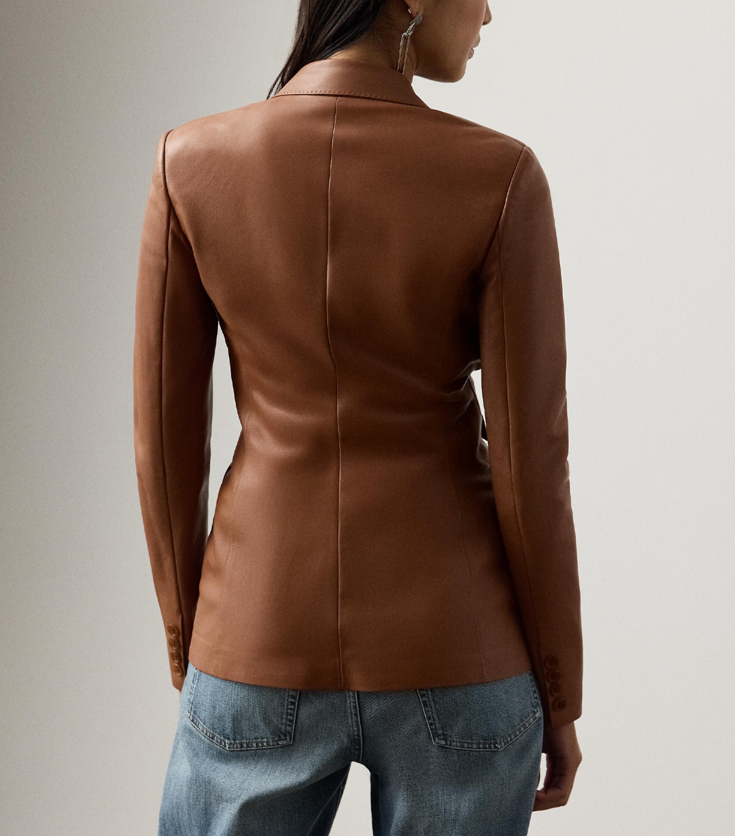 Ralph Lauren Collection Womens Parker Leather Blazer Light/pastel Image 3