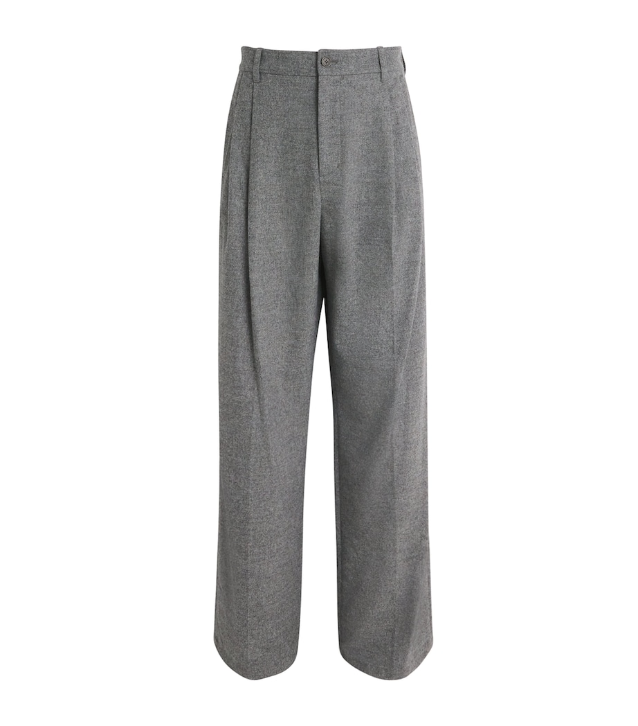 Wool Falcon Wide-Leg Trousers CHARCOAL MELANGE Image 1