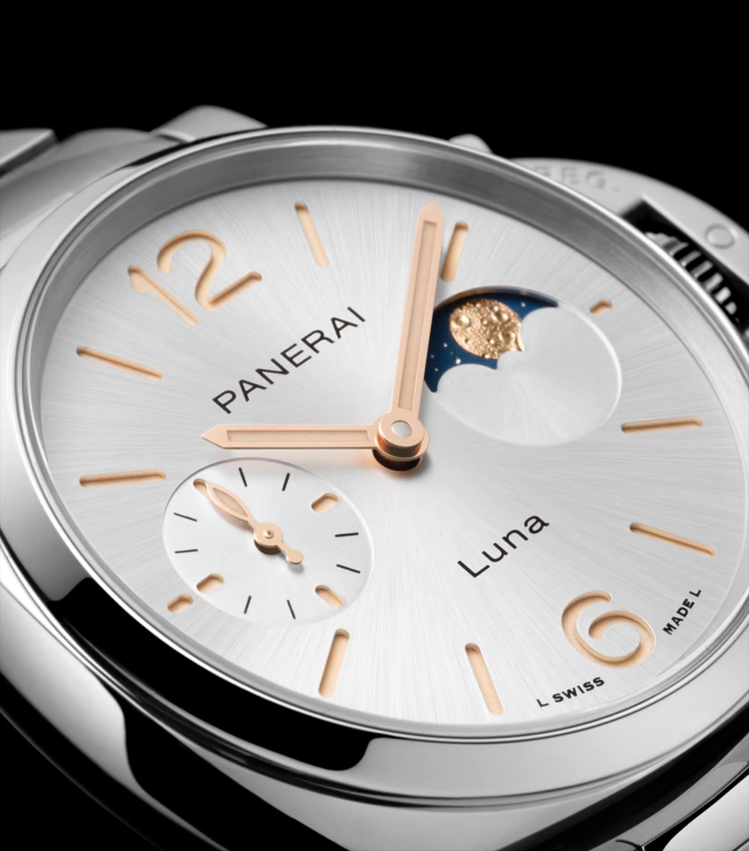 Stainless Steel Luminor Due Luna Watch 38mm WHITE Image 4