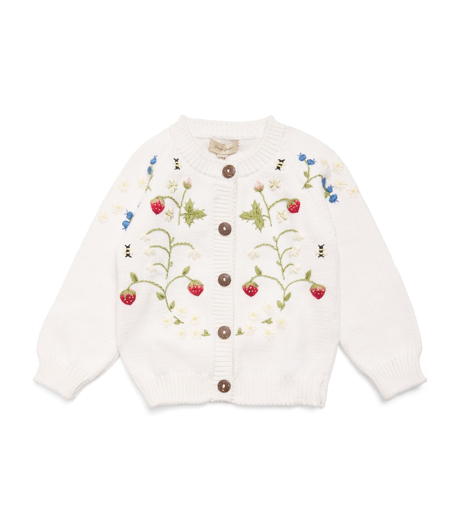 Shirley Bredal Cotton Embroidered Strawberry Cardigan (12 Months - 4 Years) Mw Marshmellow Image 1
