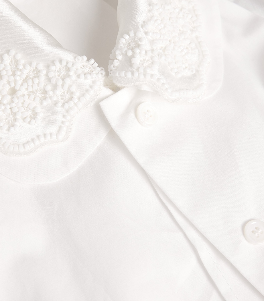 Cotton Embroidered Cropped Shirt WHITE Image 5