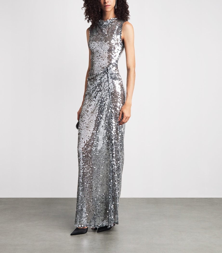 LAPOINTE Womens Sequin Tuck-Detail Gown Black Image 2