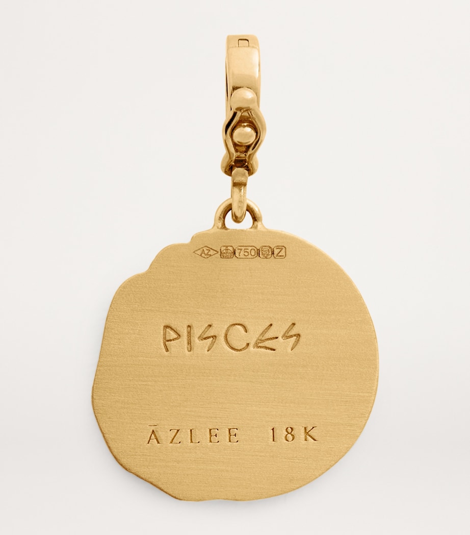 Small Yellow Gold and Diamond Pisces Coin Charm YELLOW GOLD Image 3