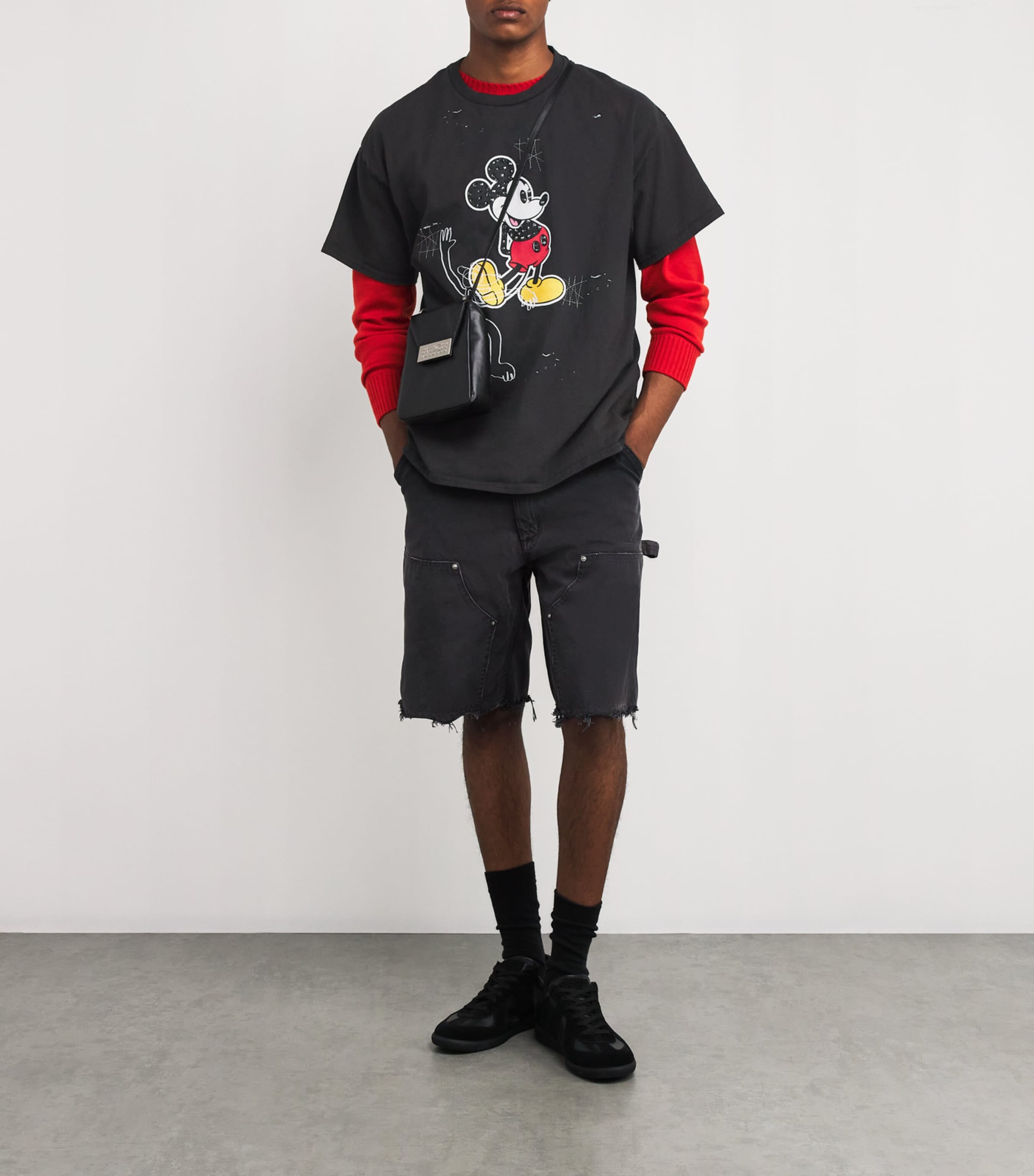 DOMREBEL Mens Cotton Mickey Mouse T-Shirt Black Image 2