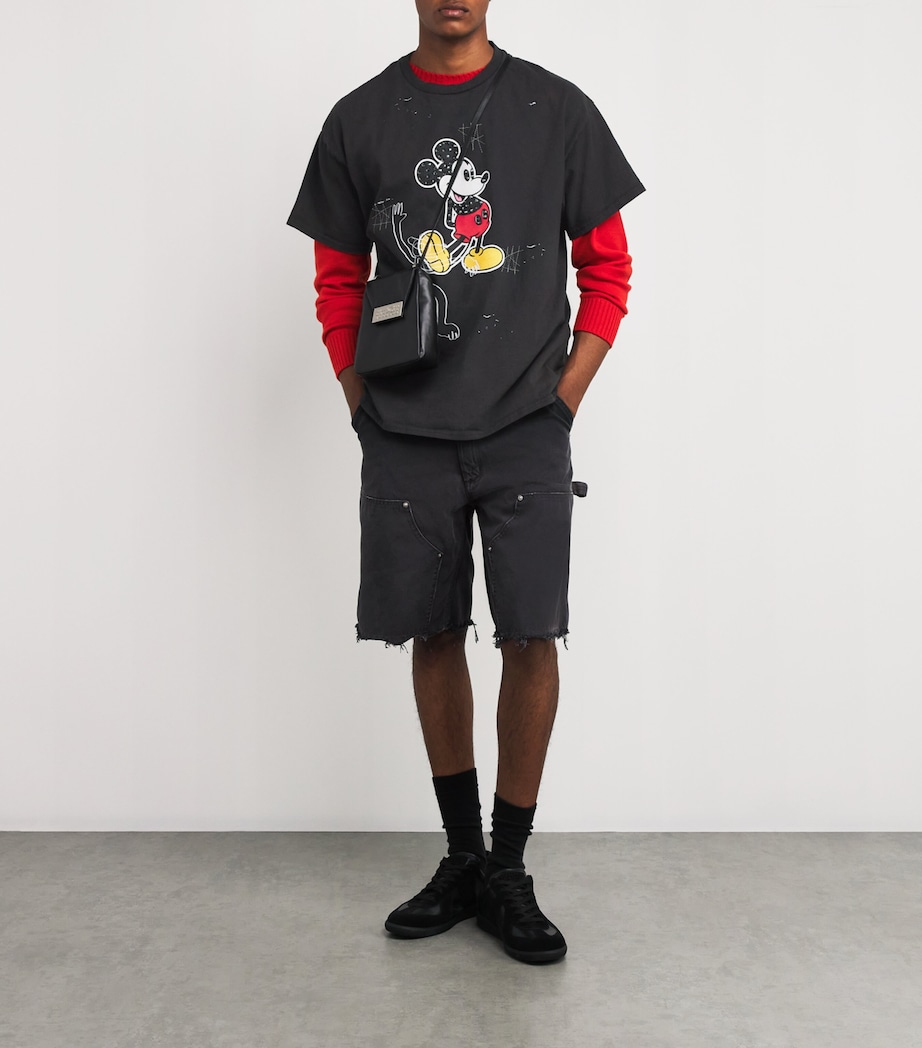 DOMREBEL Mens Cotton Mickey Mouse T-Shirt Black Image 2