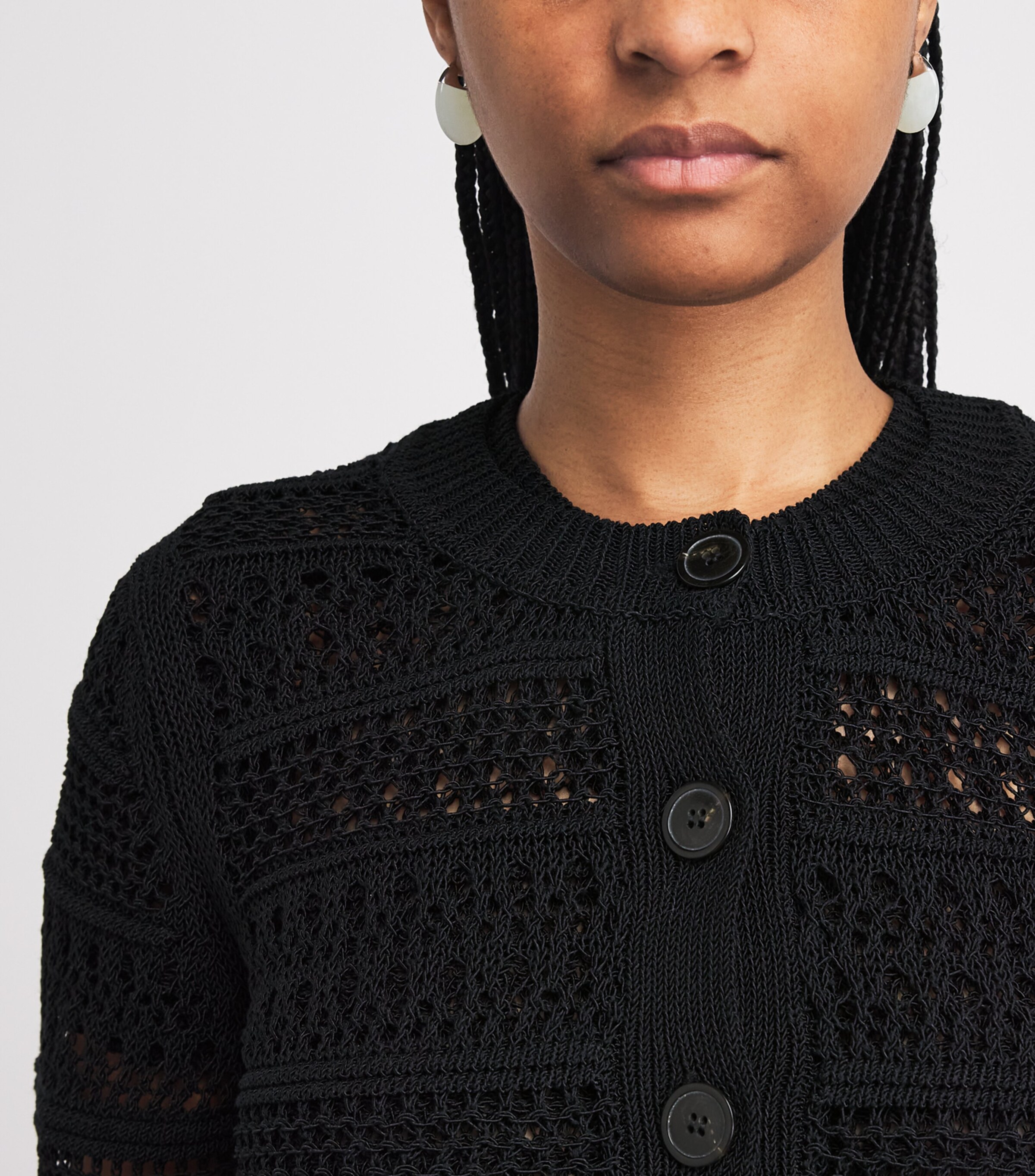 ME+EM Womens Open-Stitch Cardigan Black Image 3