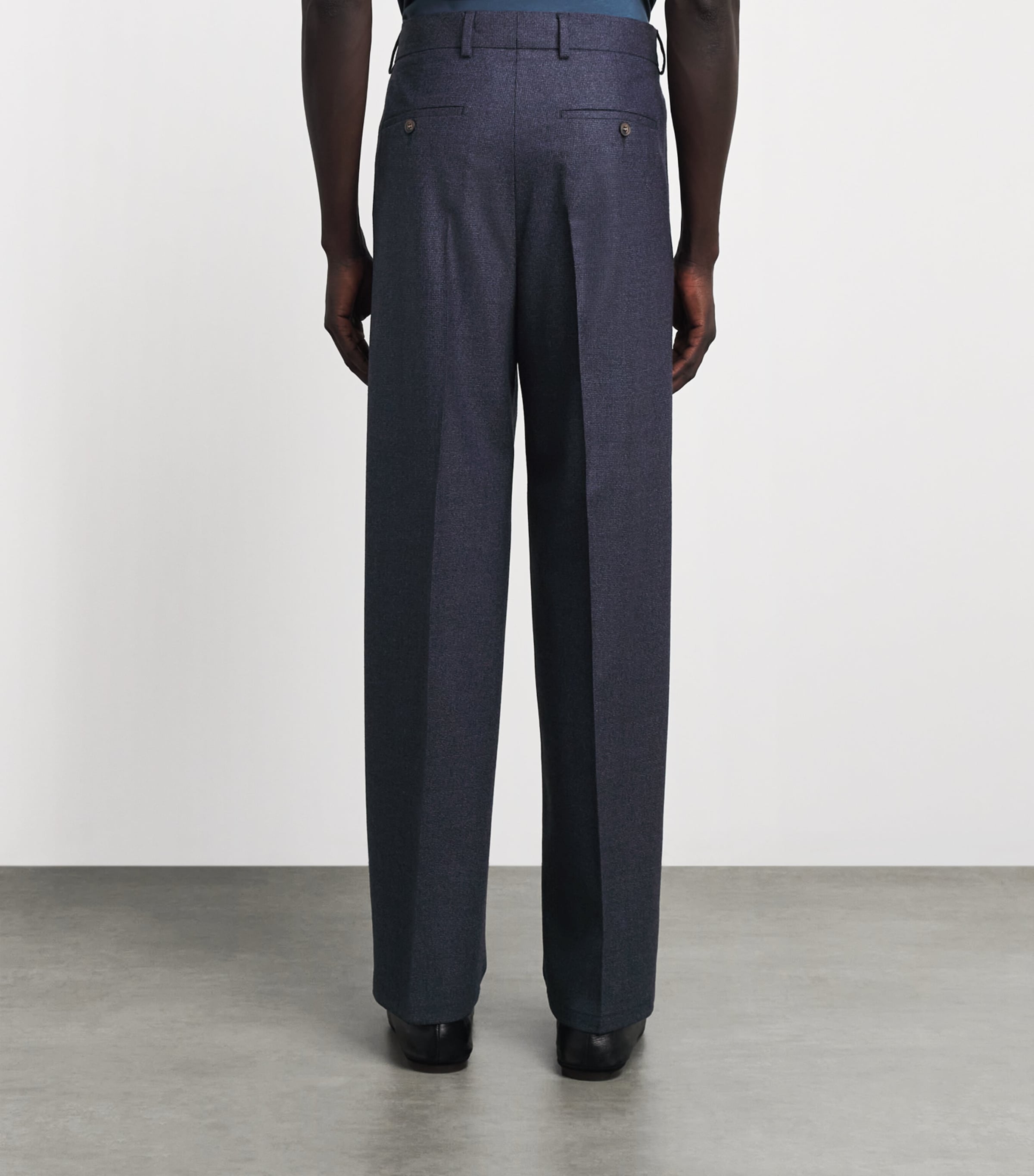 Pal Zileri Mens Virgin Wool Pleated Trousers Blue Navy Image 5