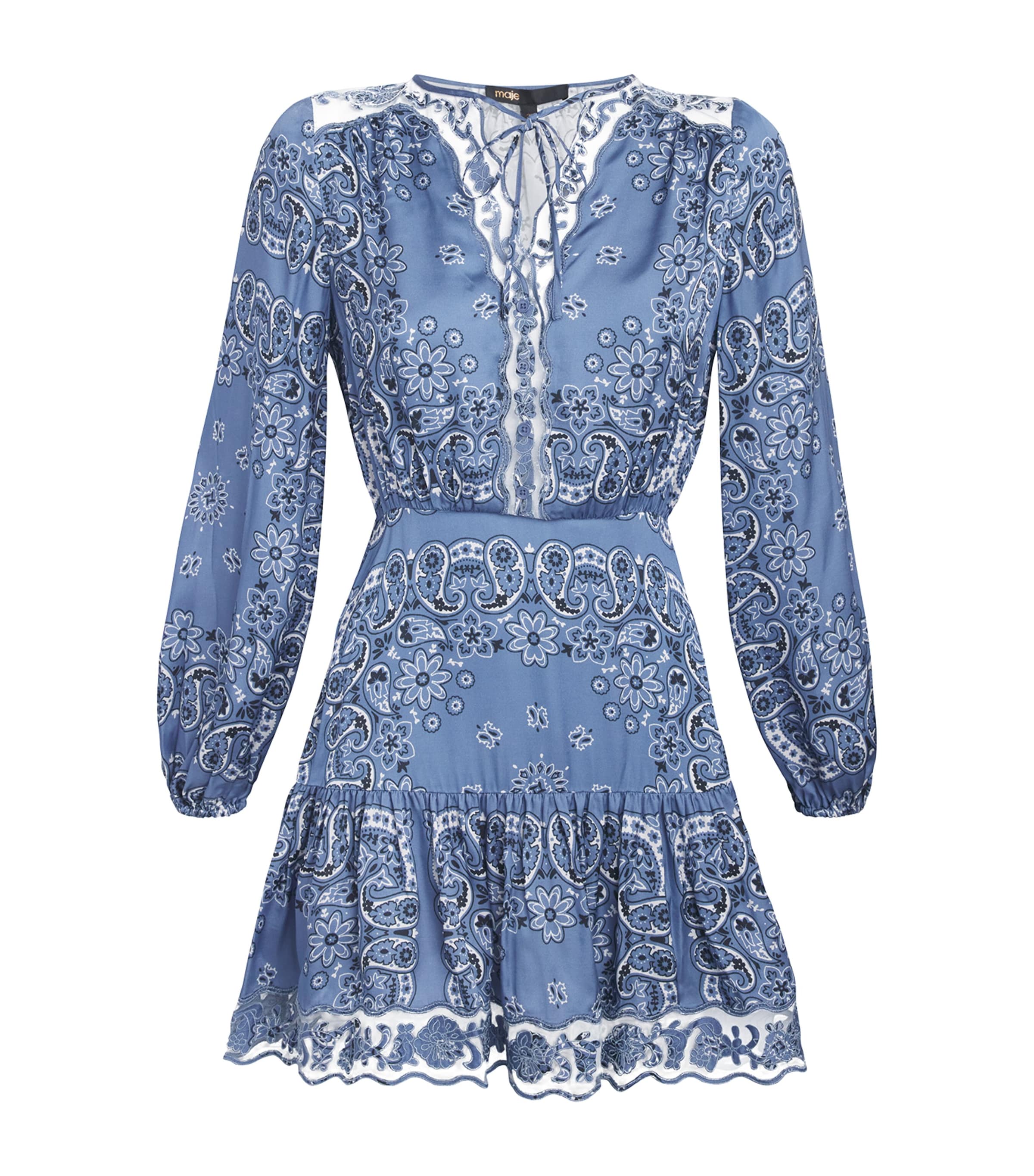 Shop Maje Paisley Print Mini Dress In Blue