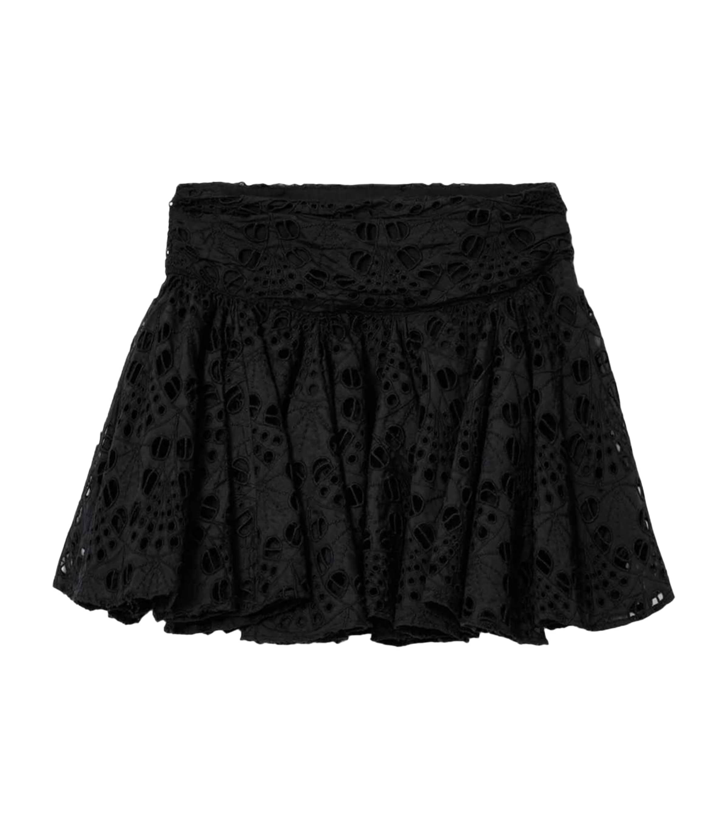 AllSaints Womens Broderie Anglaise Dotty Mini Skirt Black Image 1