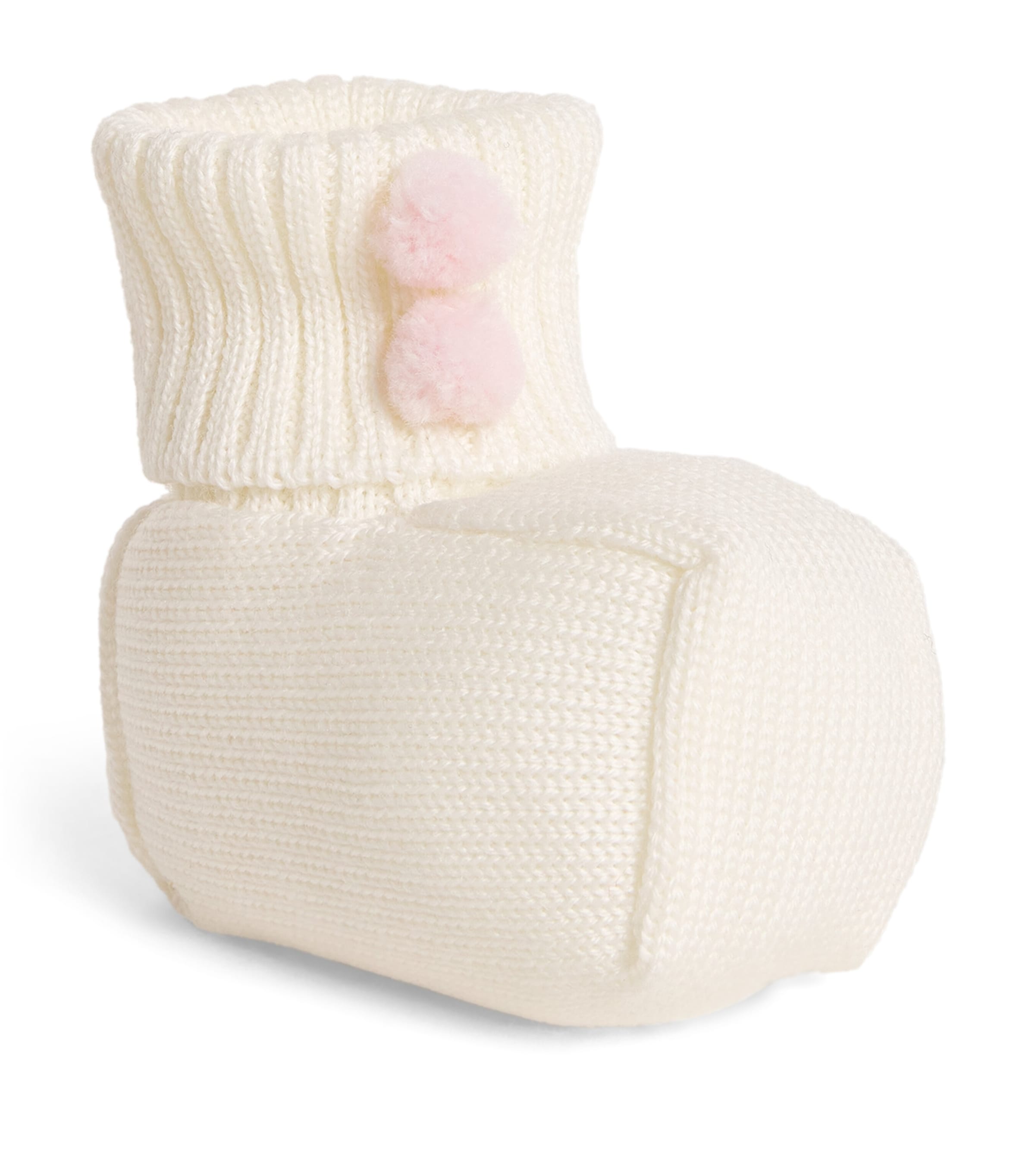 Bimbalò Kids' Wool Mini Pom-pom Booties In White