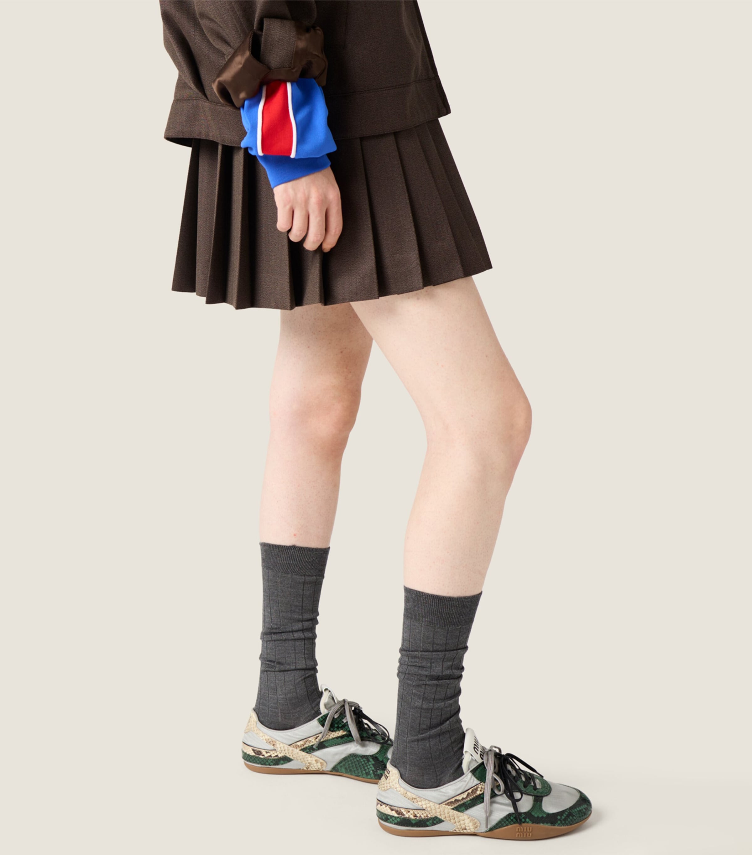 Wool Pleated Mini Skirt F0324 Image 6