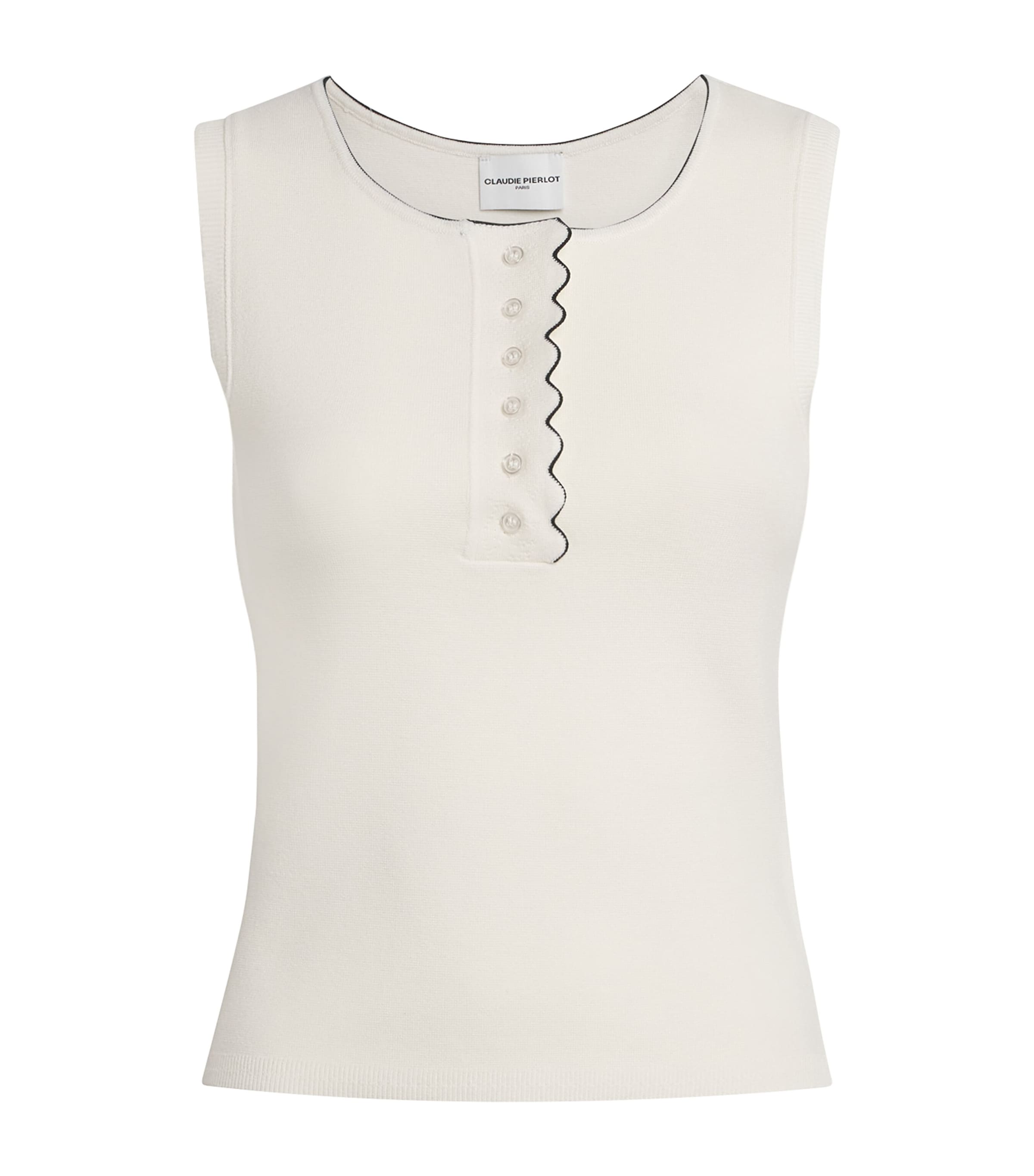 Claudie Pierlot Womens Ribbed Tank Top Ecru Image 1