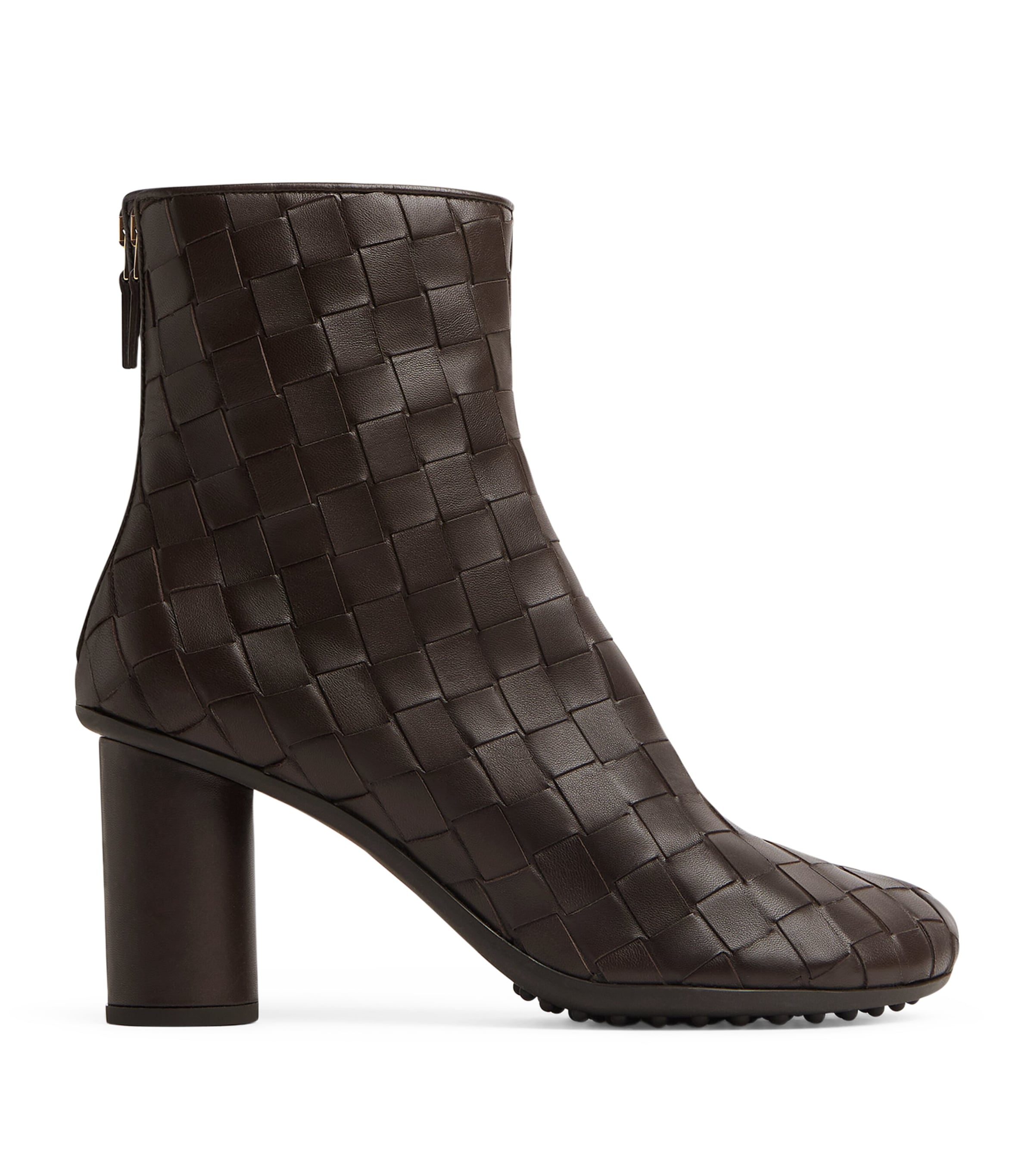Bottega Veneta Atomic 75 Intrecciato Leather Ankle Boots In Black